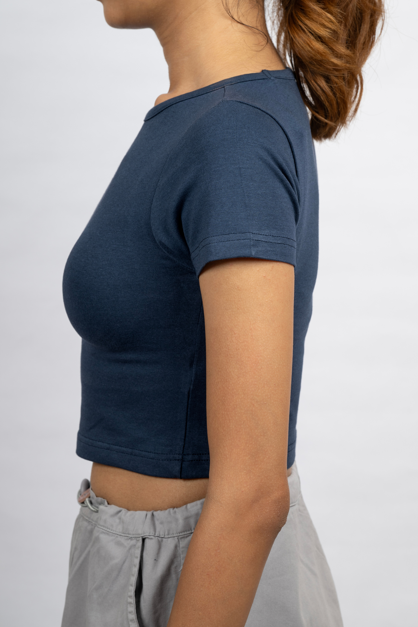 Women Navy Blue Baby Tee