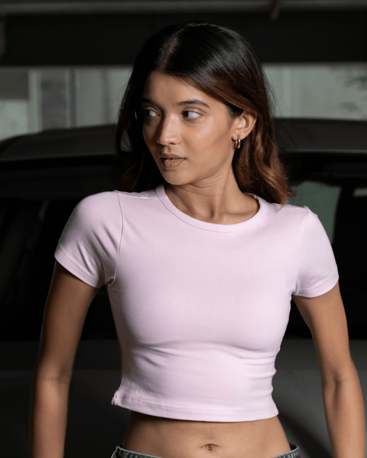 Women Pink Baby Tee