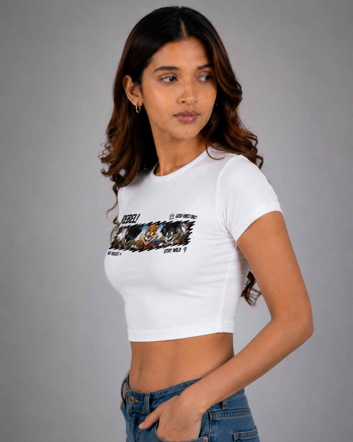 Women White Baby Tee | Rebel