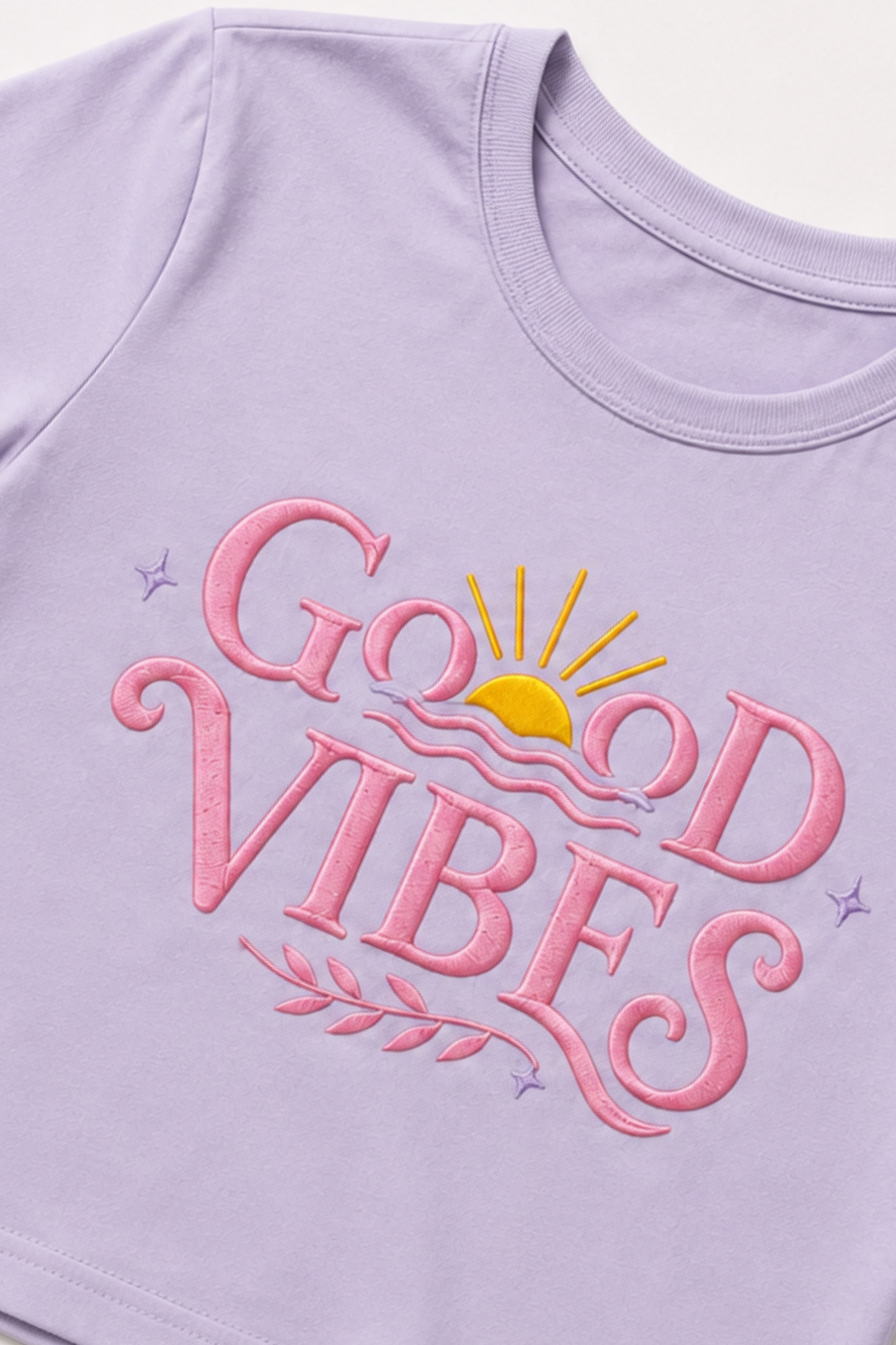 Women Lavender Baby Tee | Good Vibes
