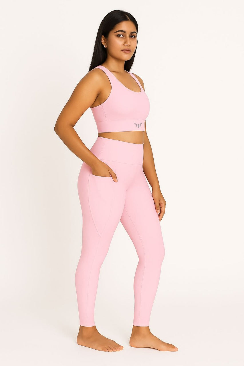 Women's Baby Pink Co-ord Set – Lightweight Activewear for Gym and Athleisure