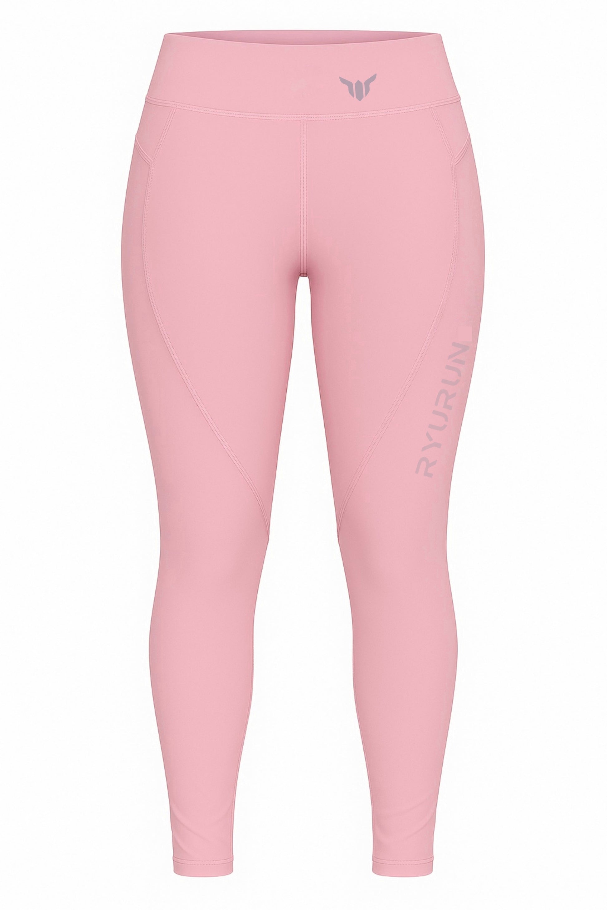 Women's Baby Pink Leggings – Product Mockup Displaying High Waistband and Soft Sculpt Fit Design