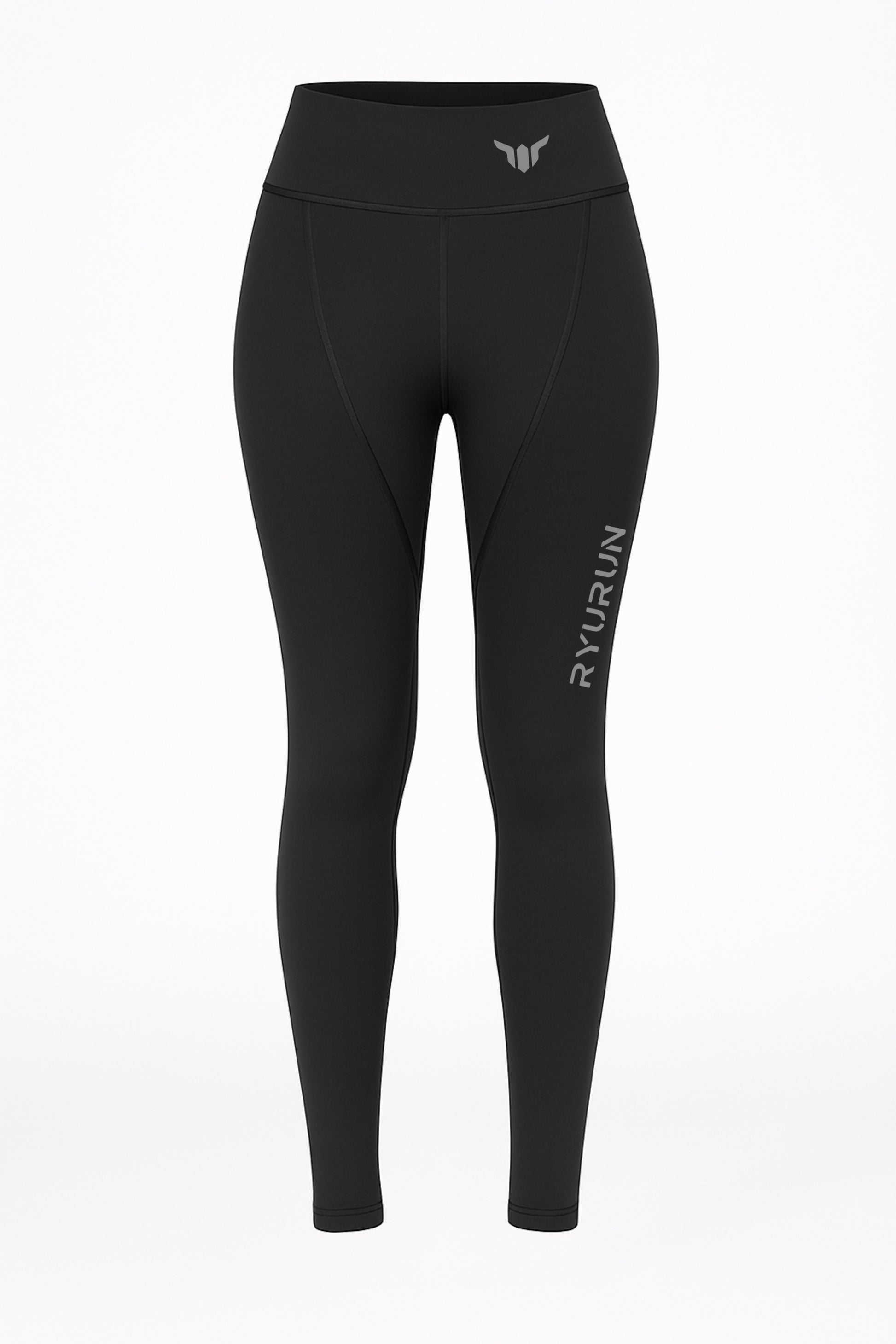 Women's Black Leggings – Product Mockup Displaying Sleek High Waist and Sculpted Compression Fit