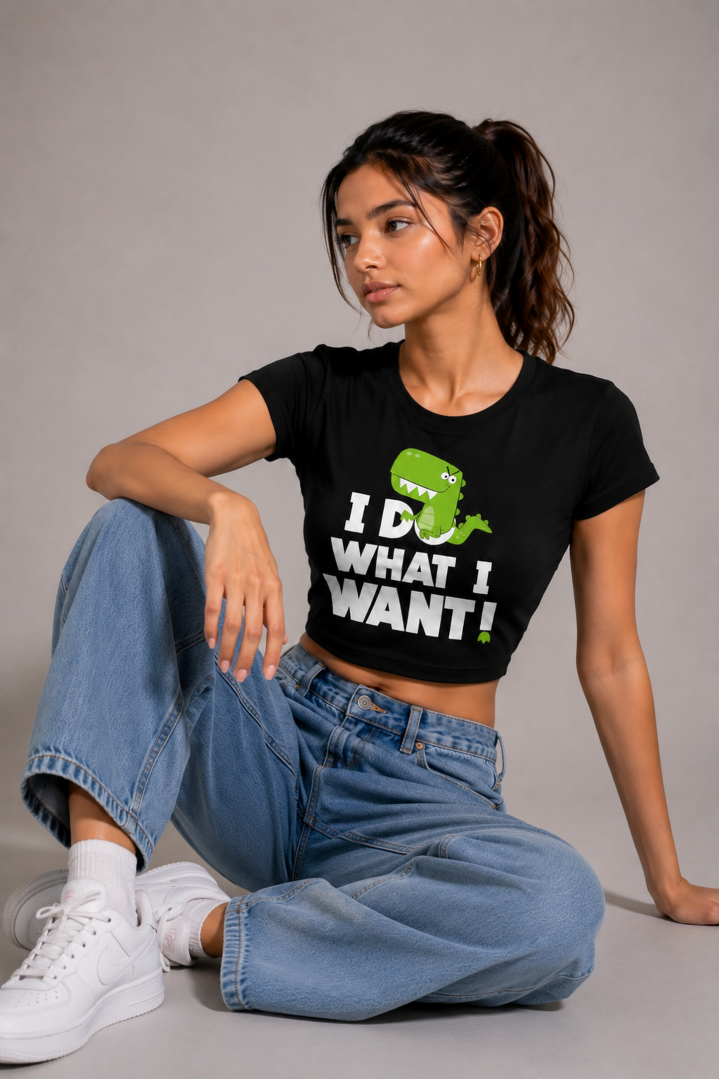 Women Black Baby Tee | I Do What I Want