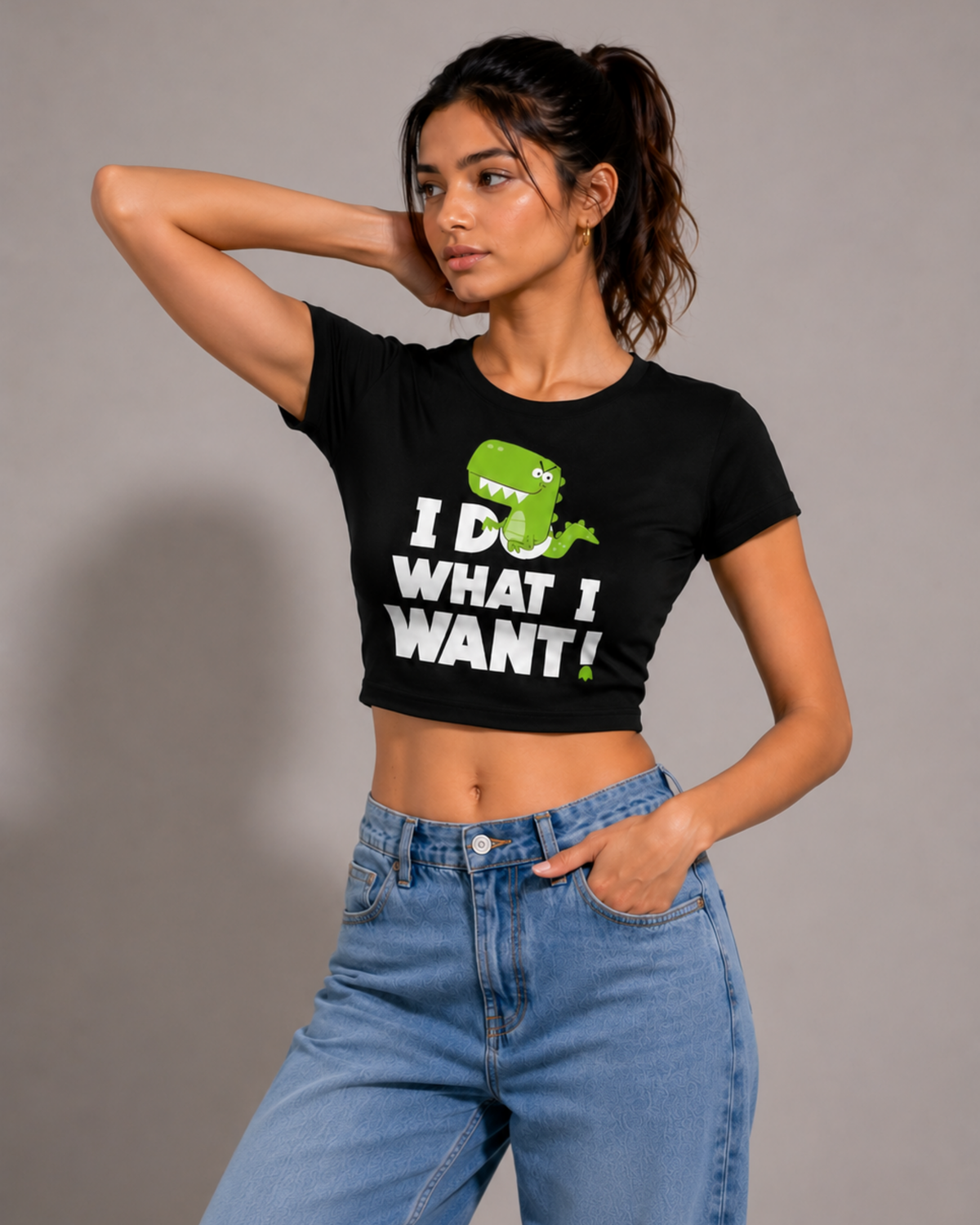 Women Black Baby Tee | I Do What I Want