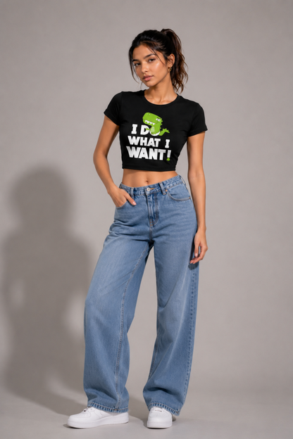 Women Black Baby Tee | I Do What I Want