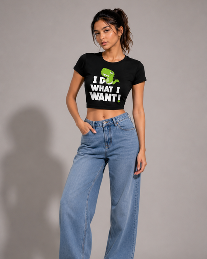 Women Black Baby Tee | I Do What I Want