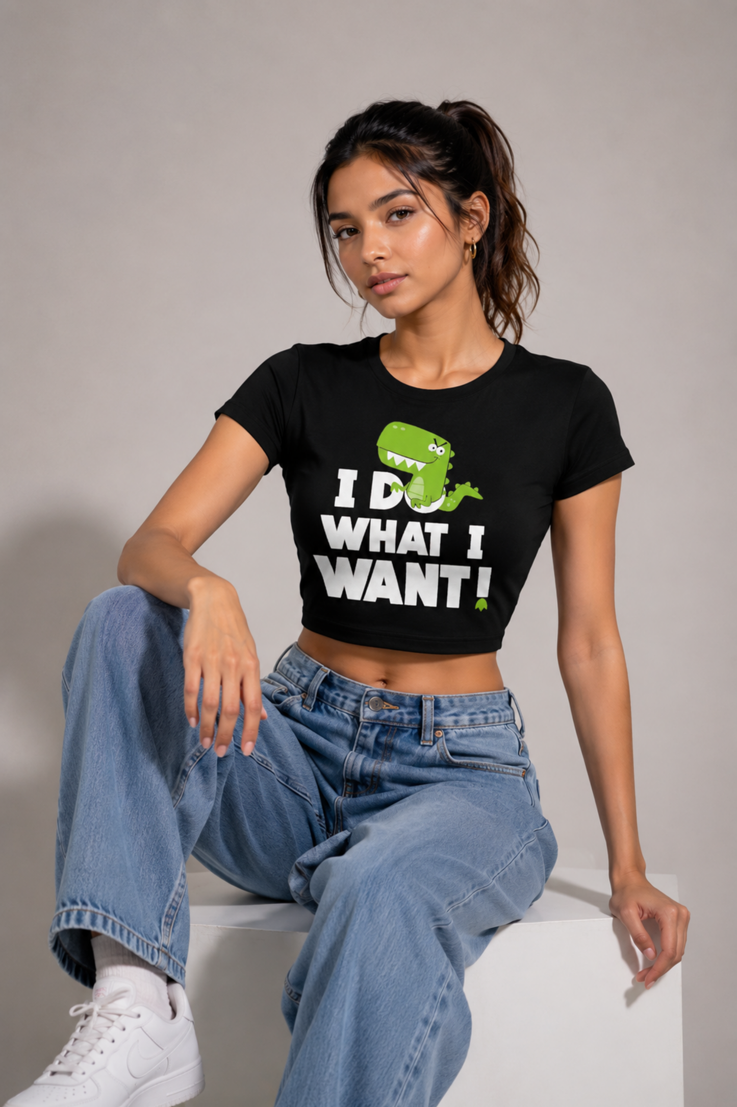 Women Black Baby Tee | I Do What I Want
