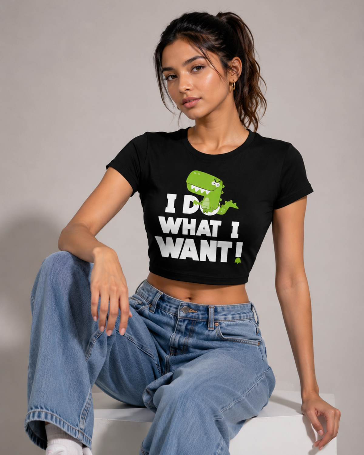 Women Black Baby Tee | I Do What I Want