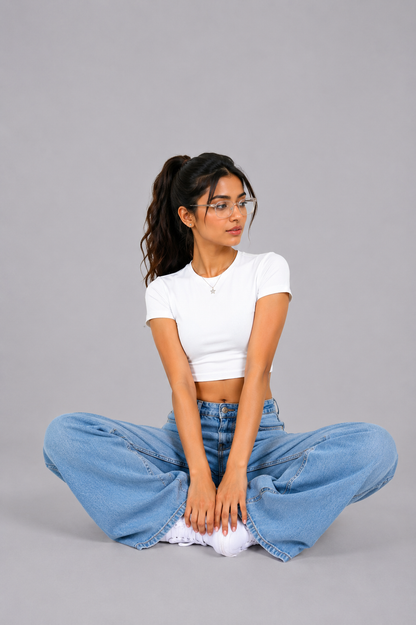 Women White Baby Tee