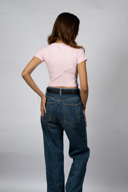 Women Pink Baby Tee