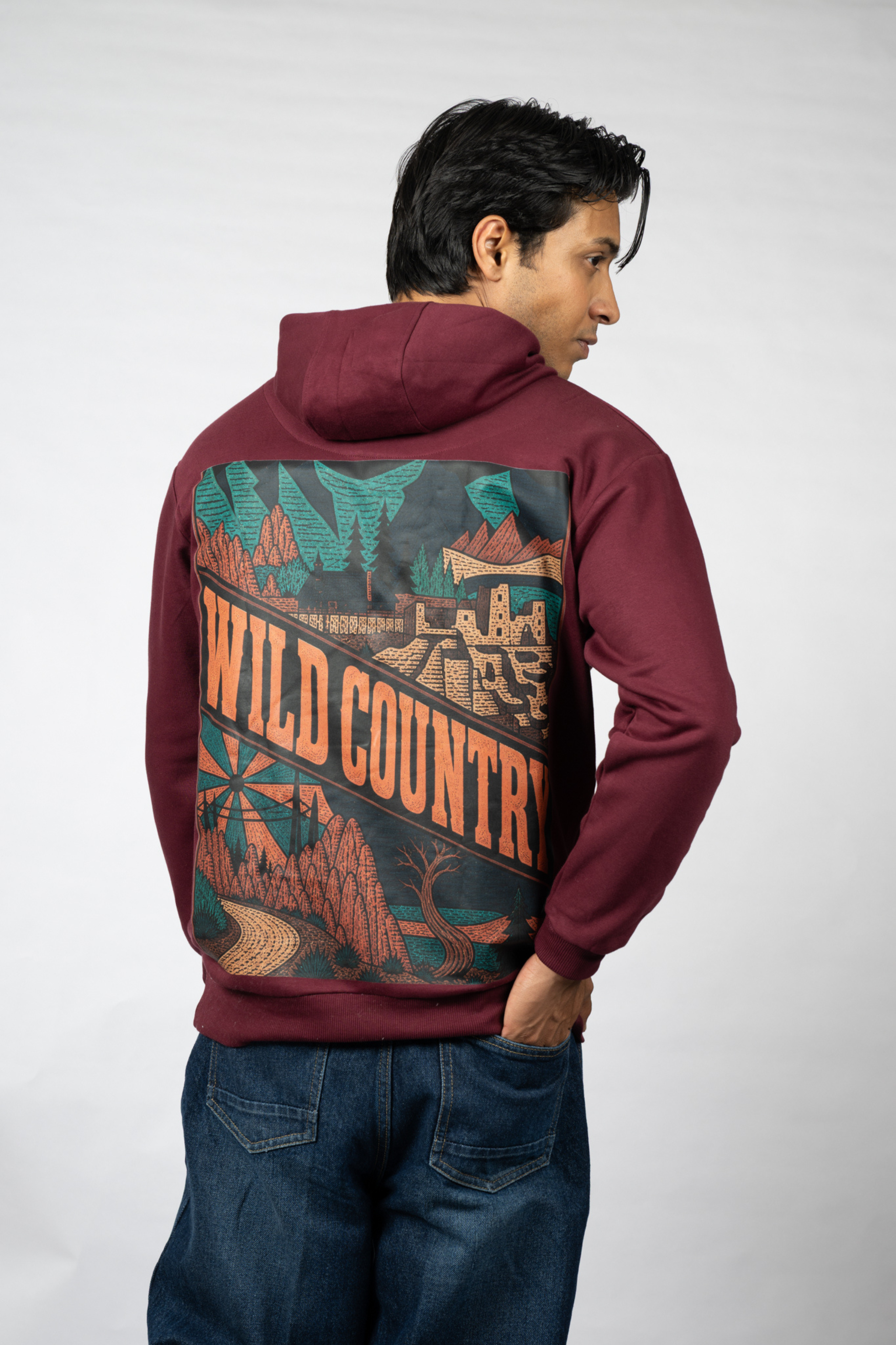 Men Solid Maroon Hoodie | Wild Haven