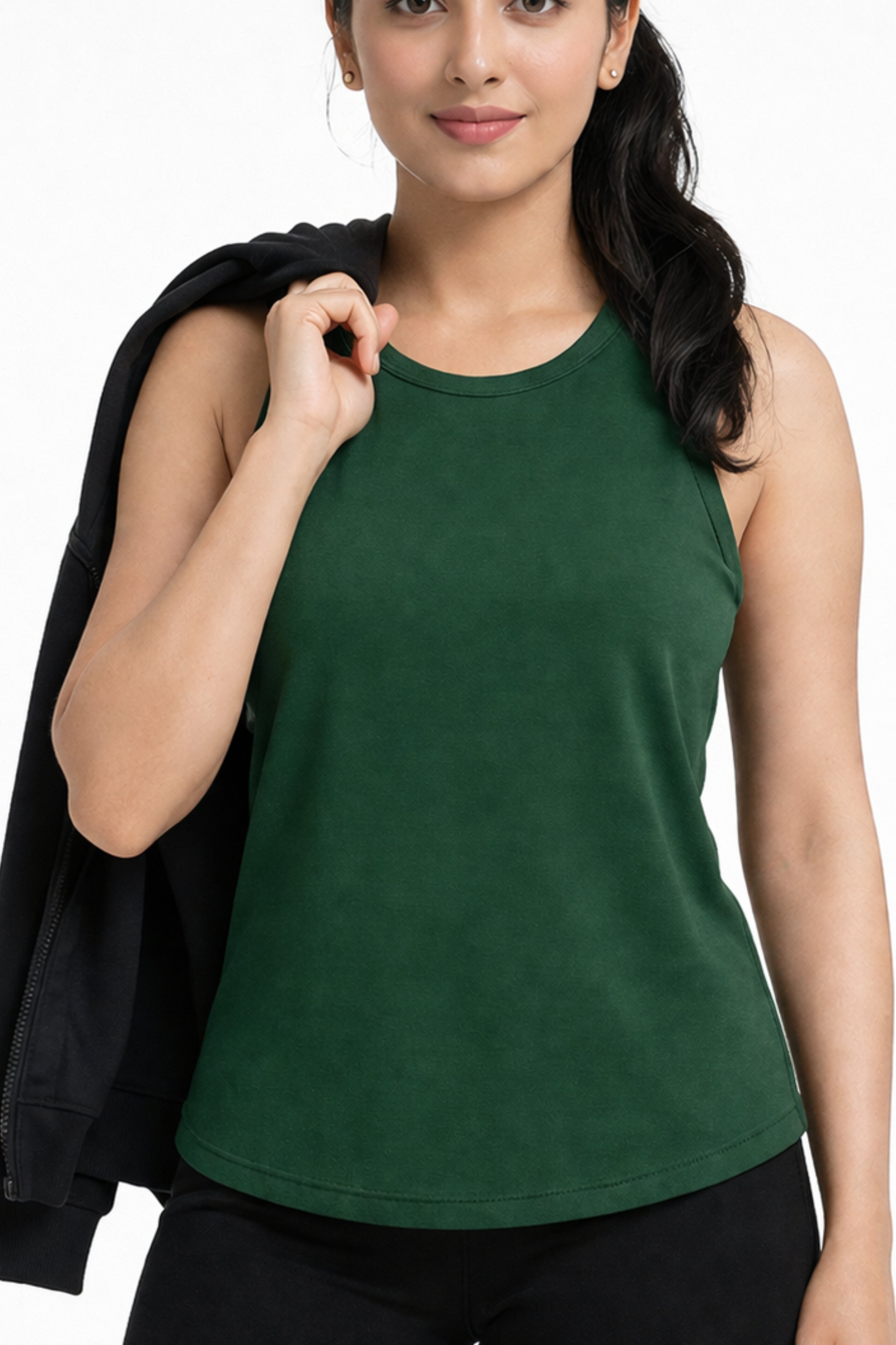 Women Bottle Green Tank Top