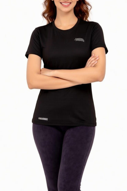 Women Black Active T-Shirt