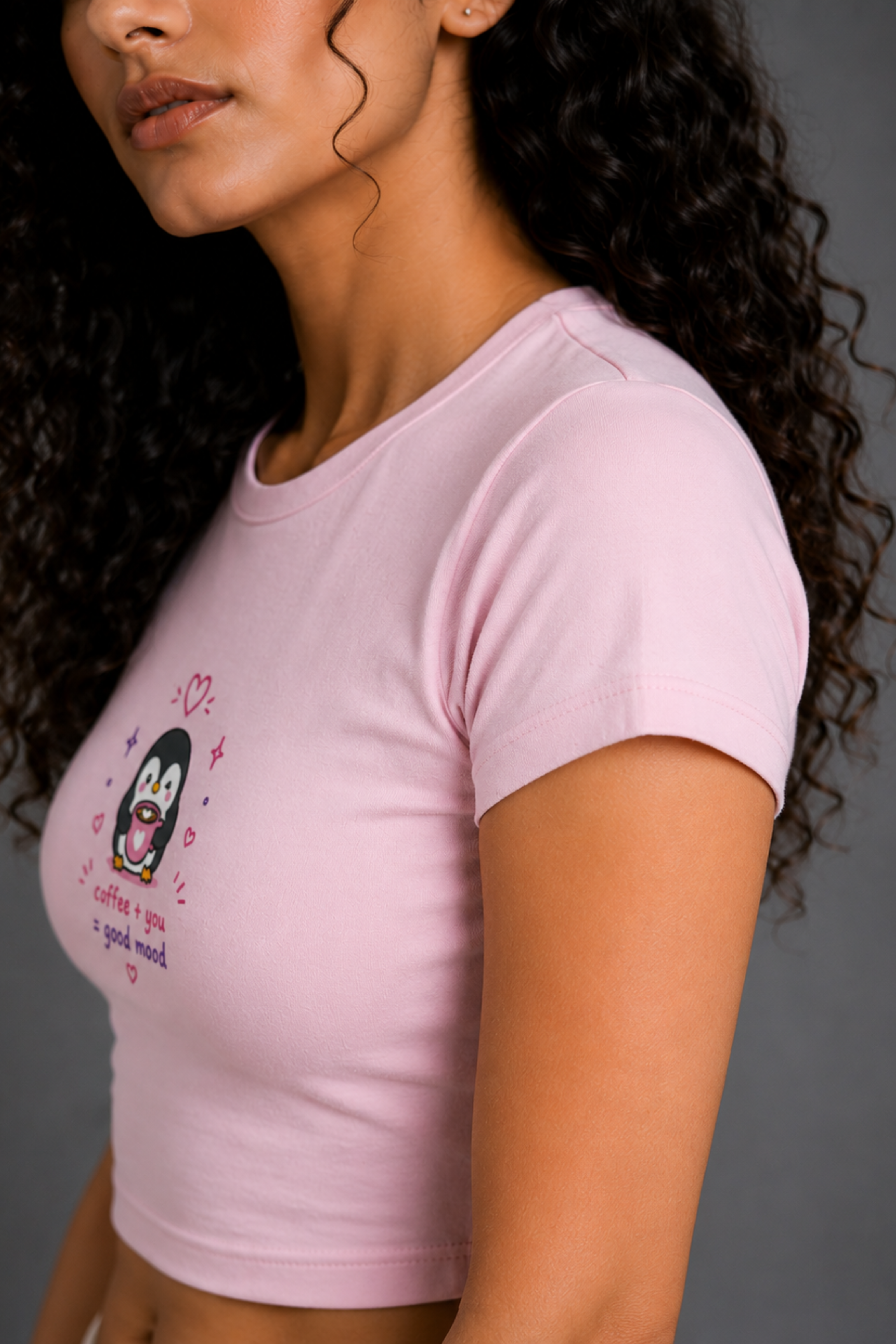 Women Pink Baby Tee | Love Brew