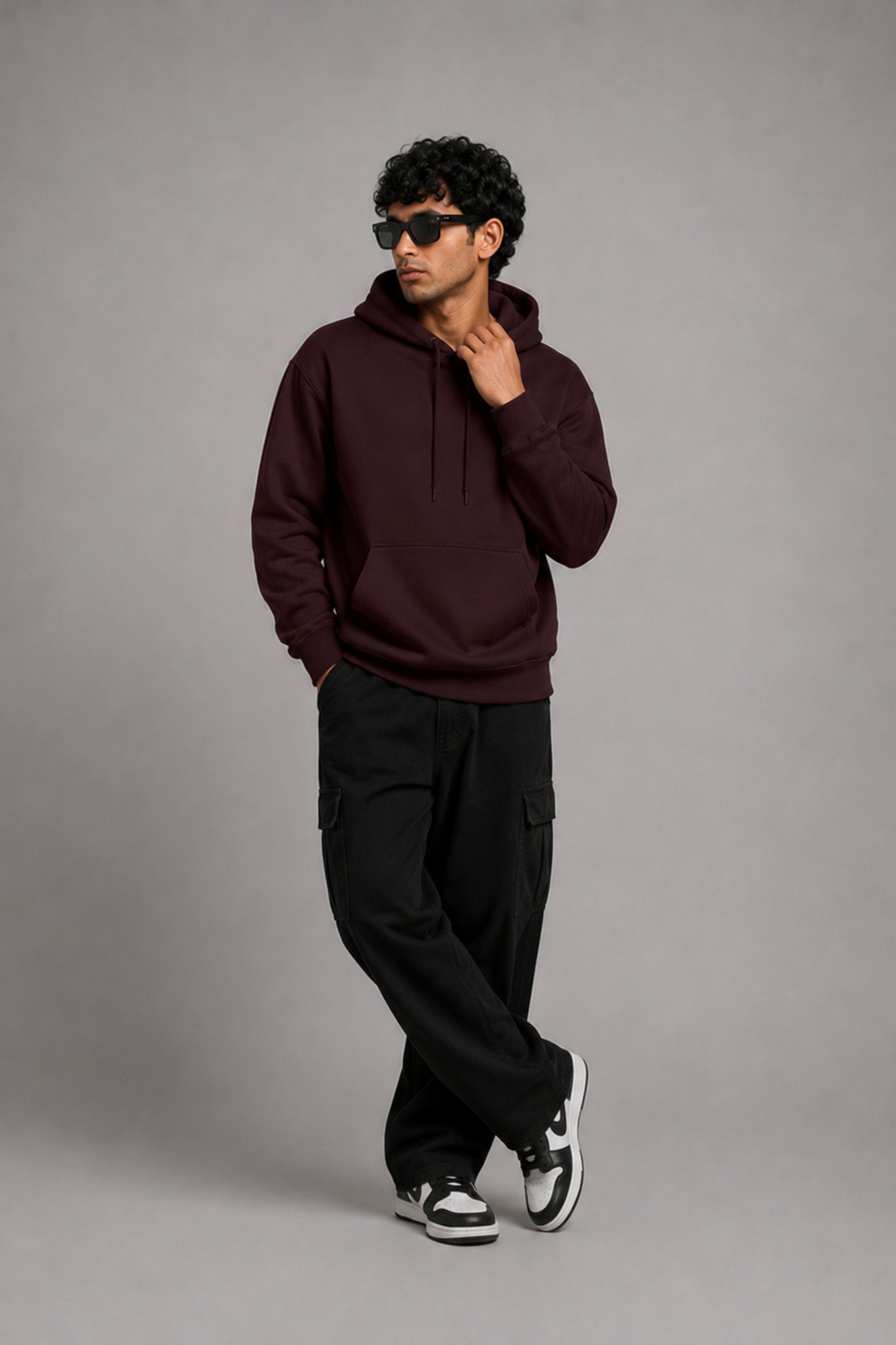 Men Solid Maroon Hoodie | Wild Haven