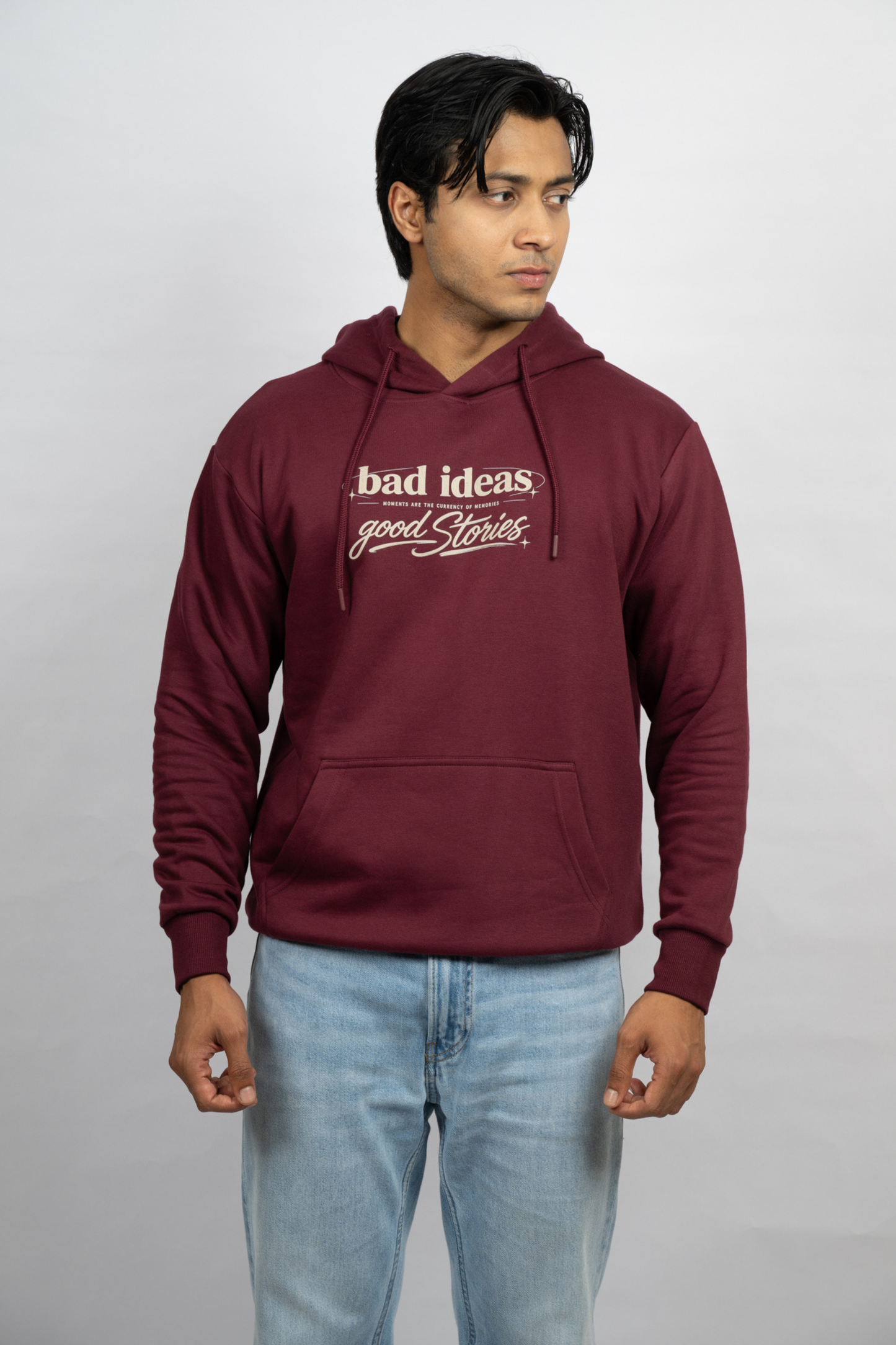 Men Solid Maroon Hoodie | Good Stories