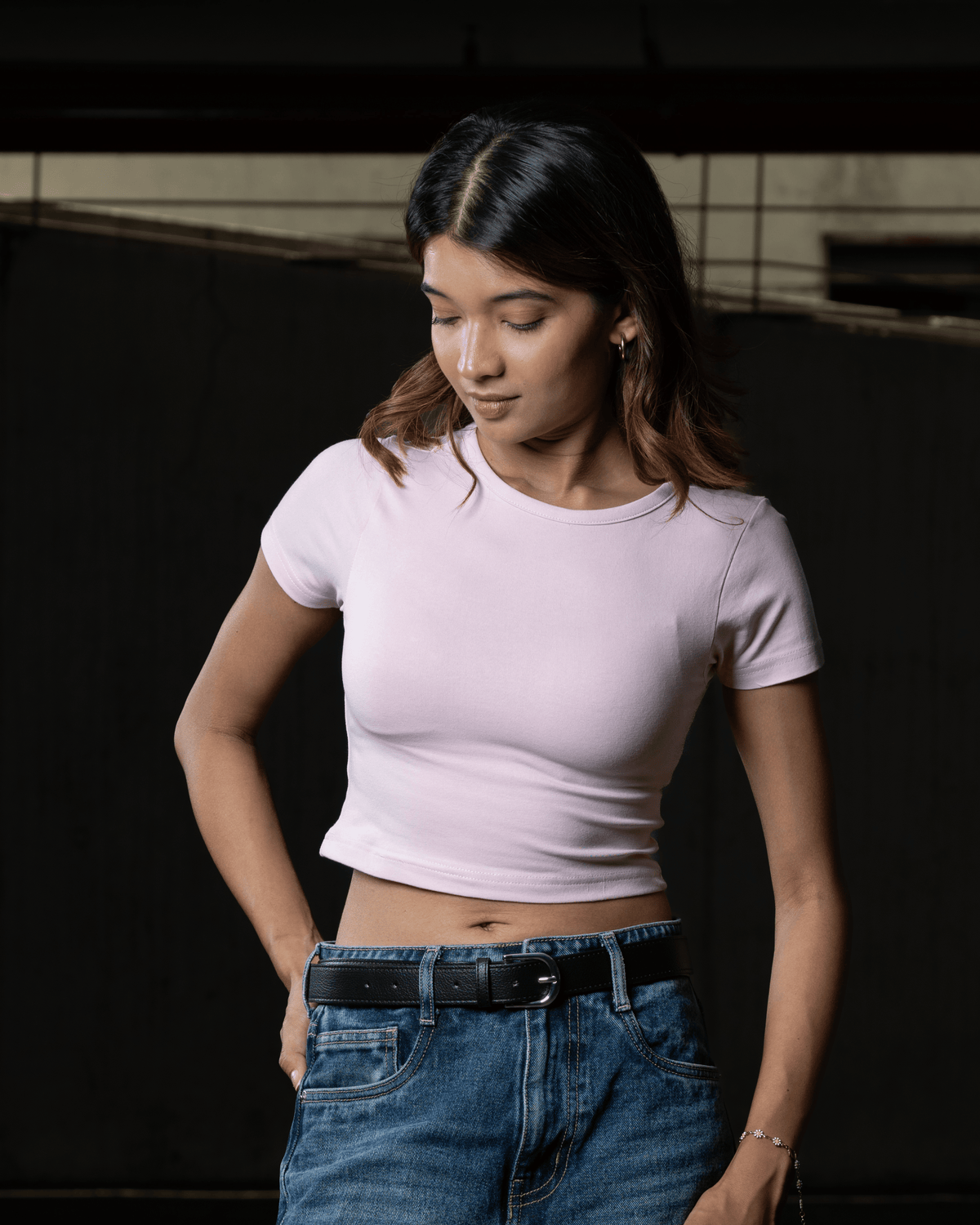 Women Pink Baby Tee