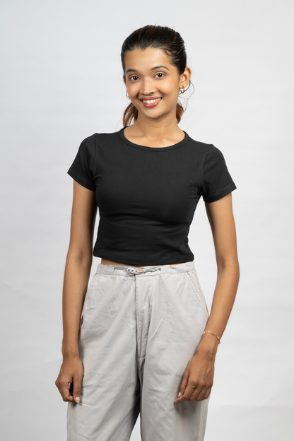 Women Black Baby Tee
