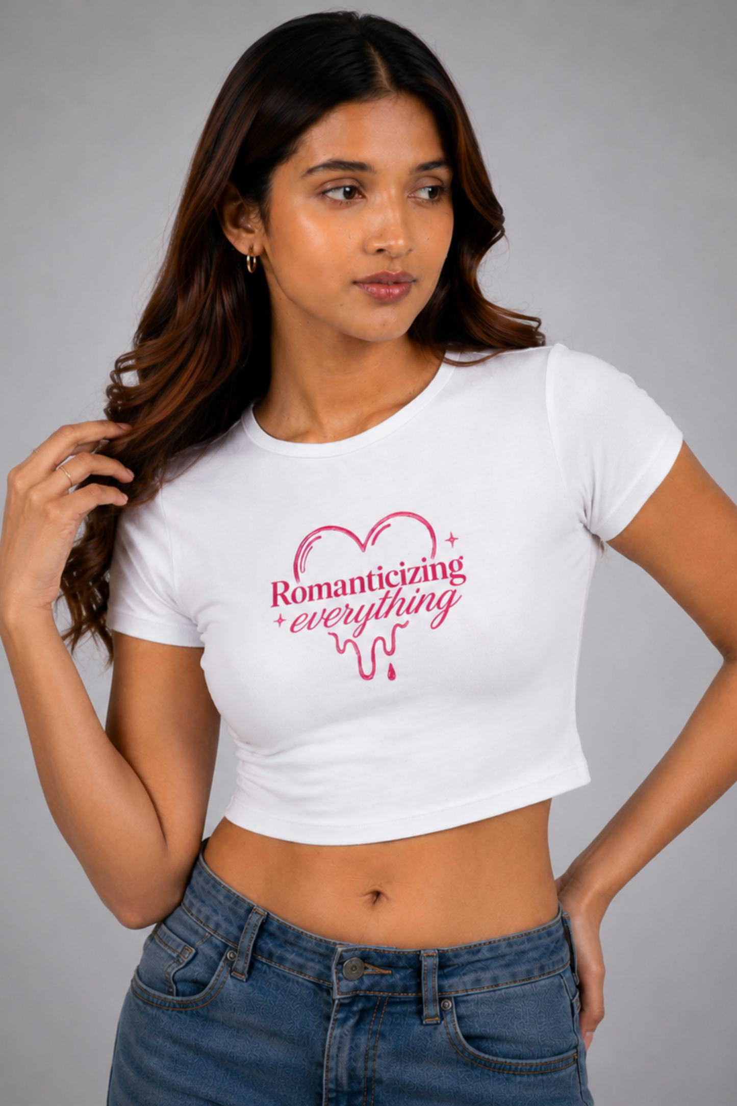 Women White Baby Tee | Romanticizing Everything