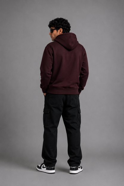 Men Solid Maroon Hoodie