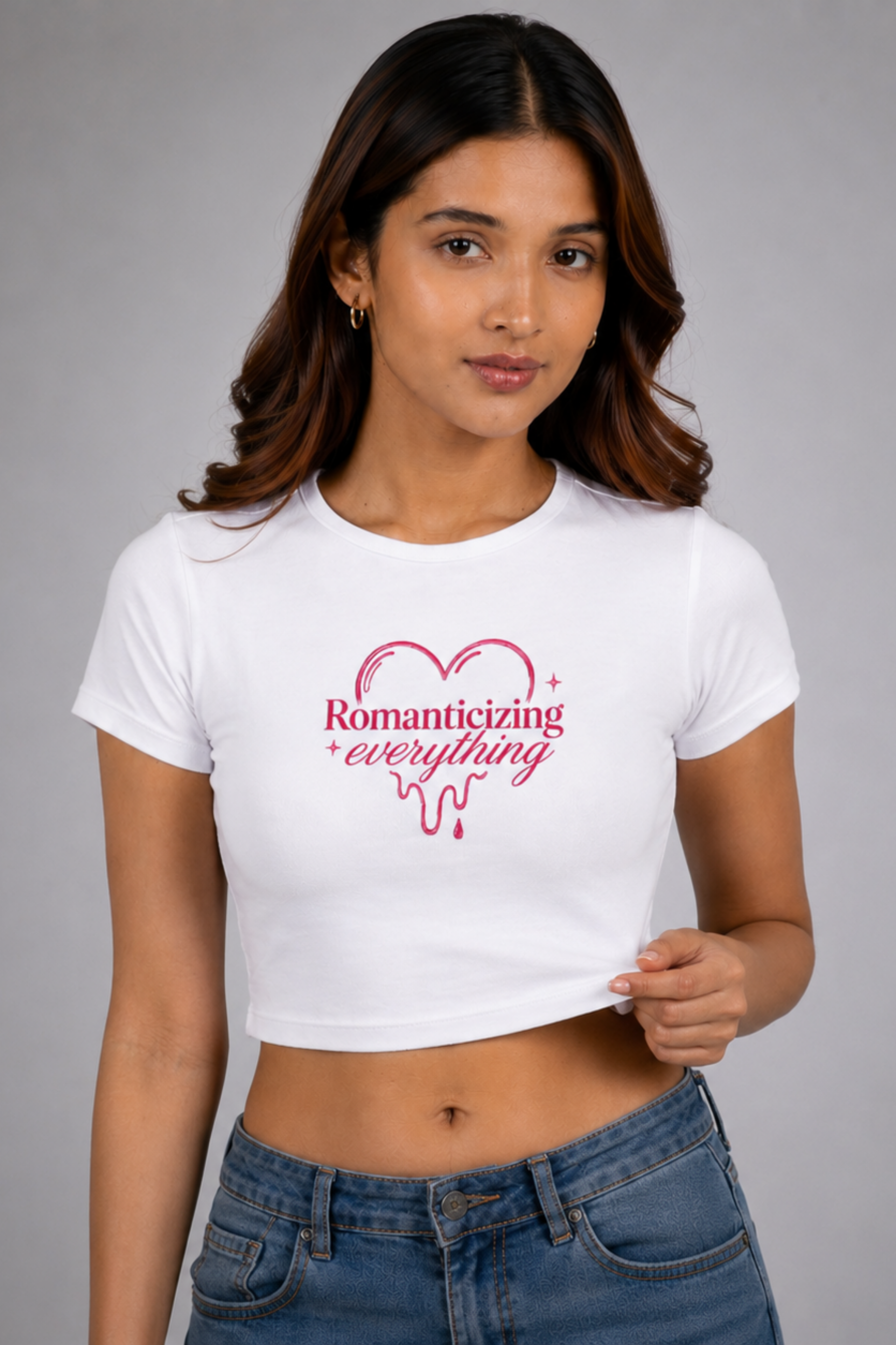 Women White Baby Tee | Romanticizing Everything