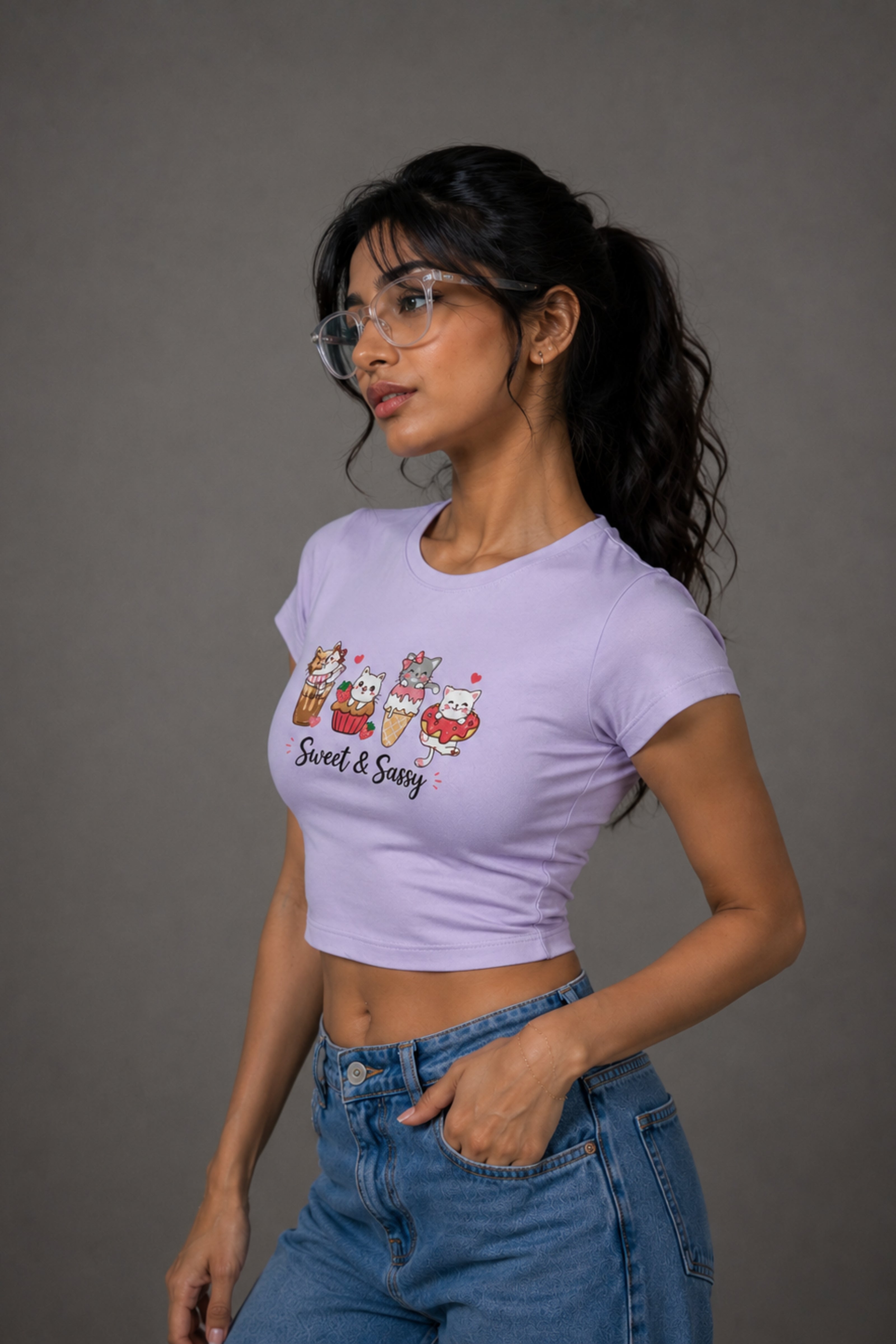Women Lavender Baby Tee | Sassy Paws