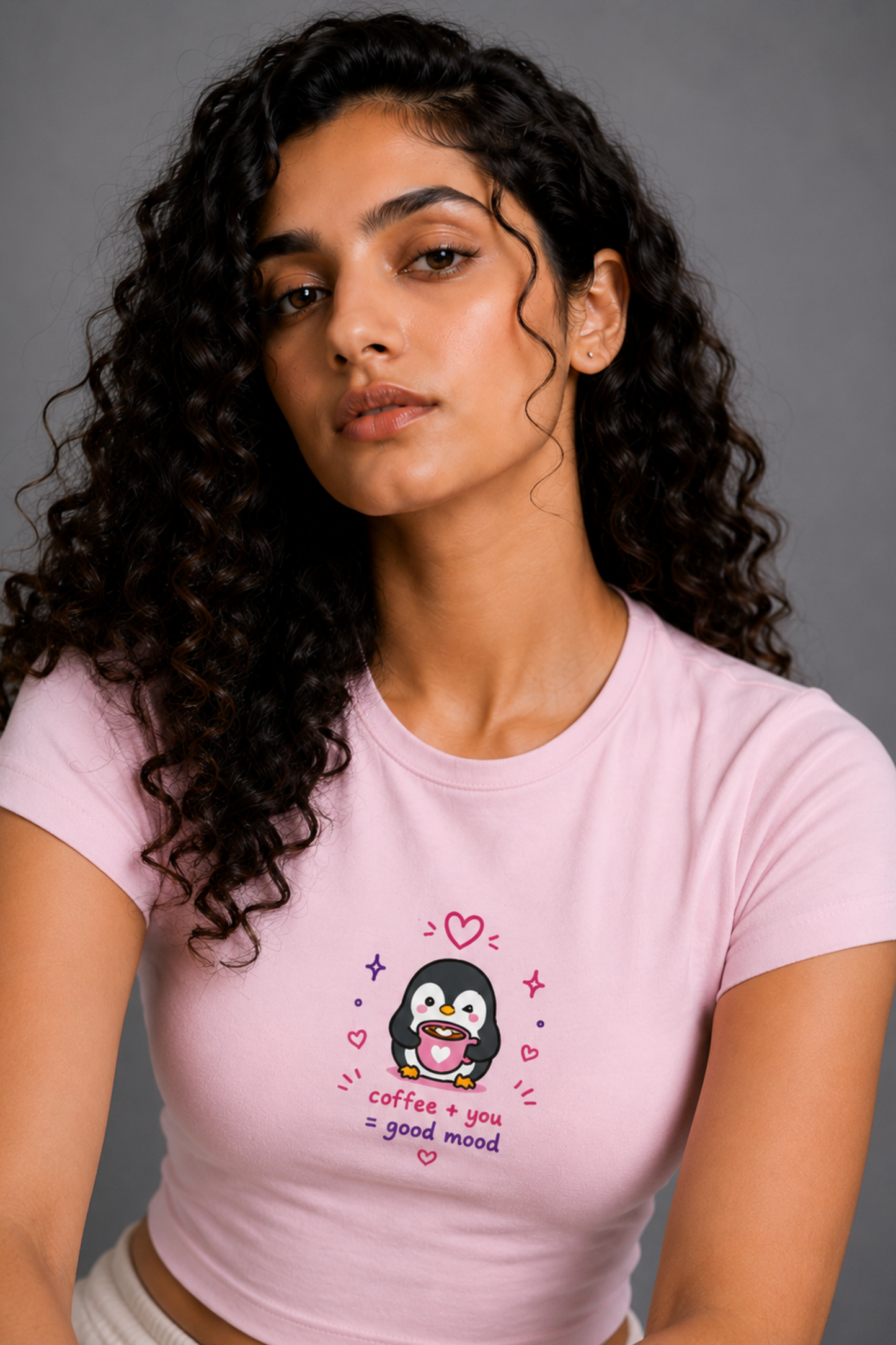 Women Pink Baby Tee | Love Brew