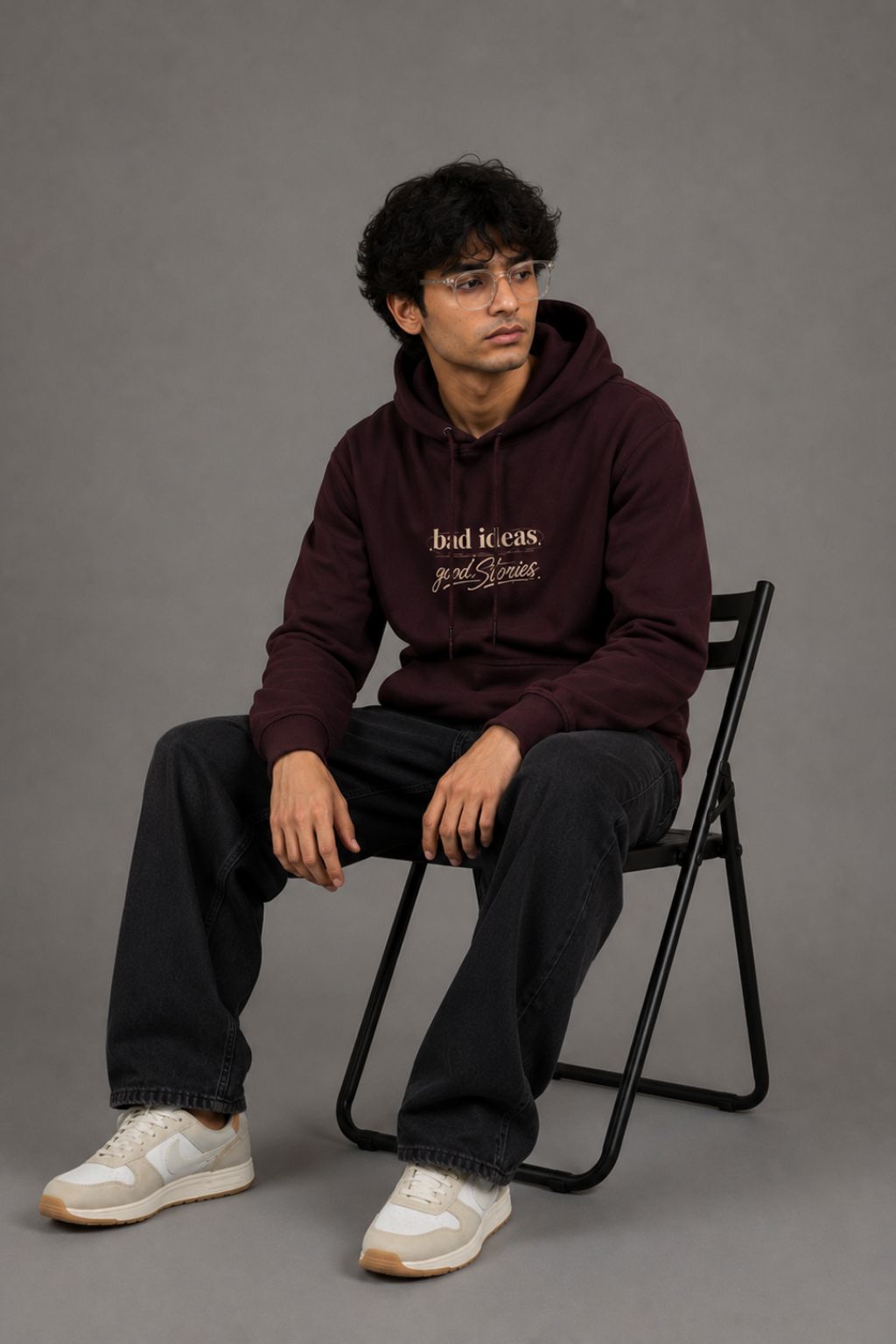 Men Solid Maroon Hoodie | Good Stories