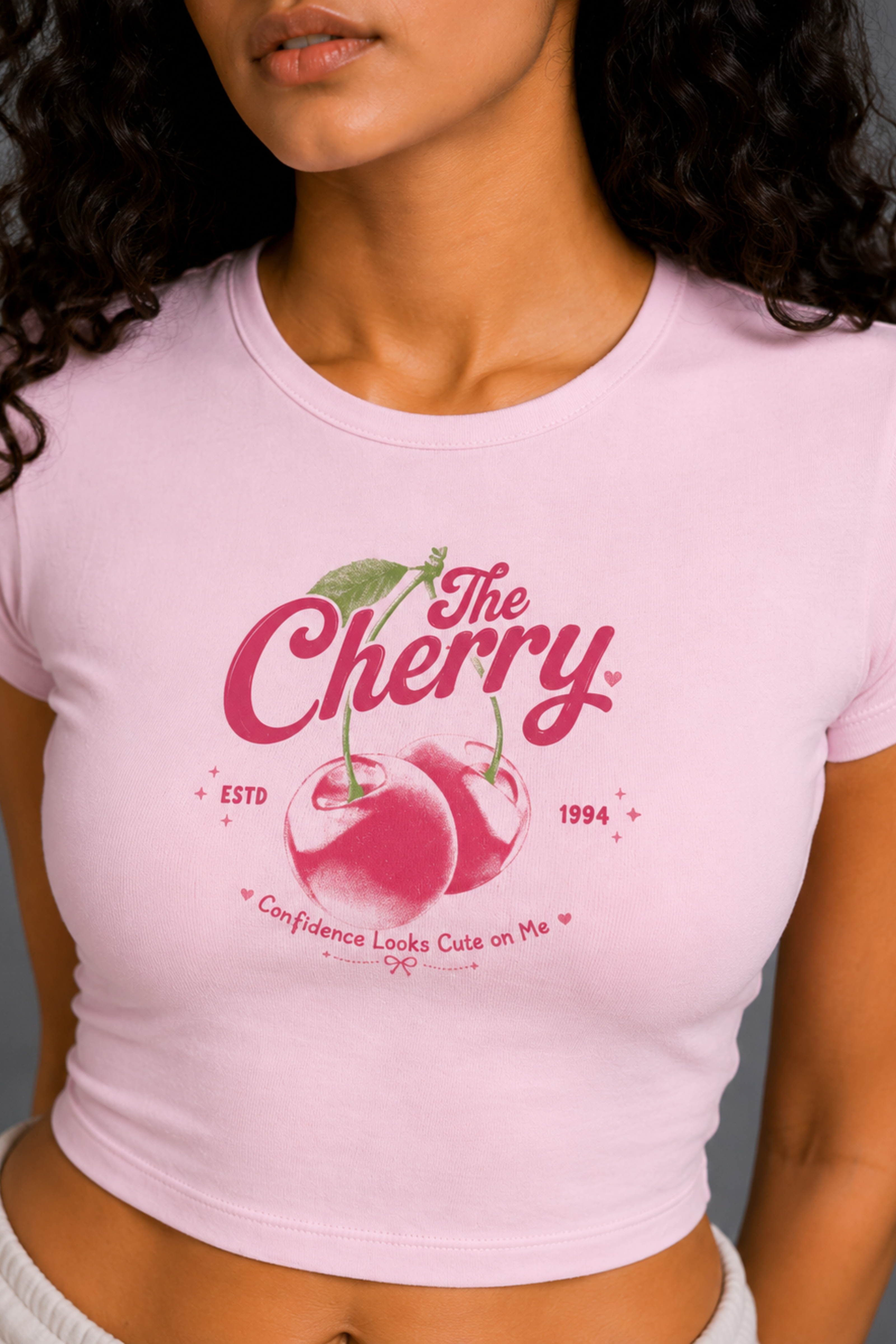 Women Pink Baby Tee | Cherry