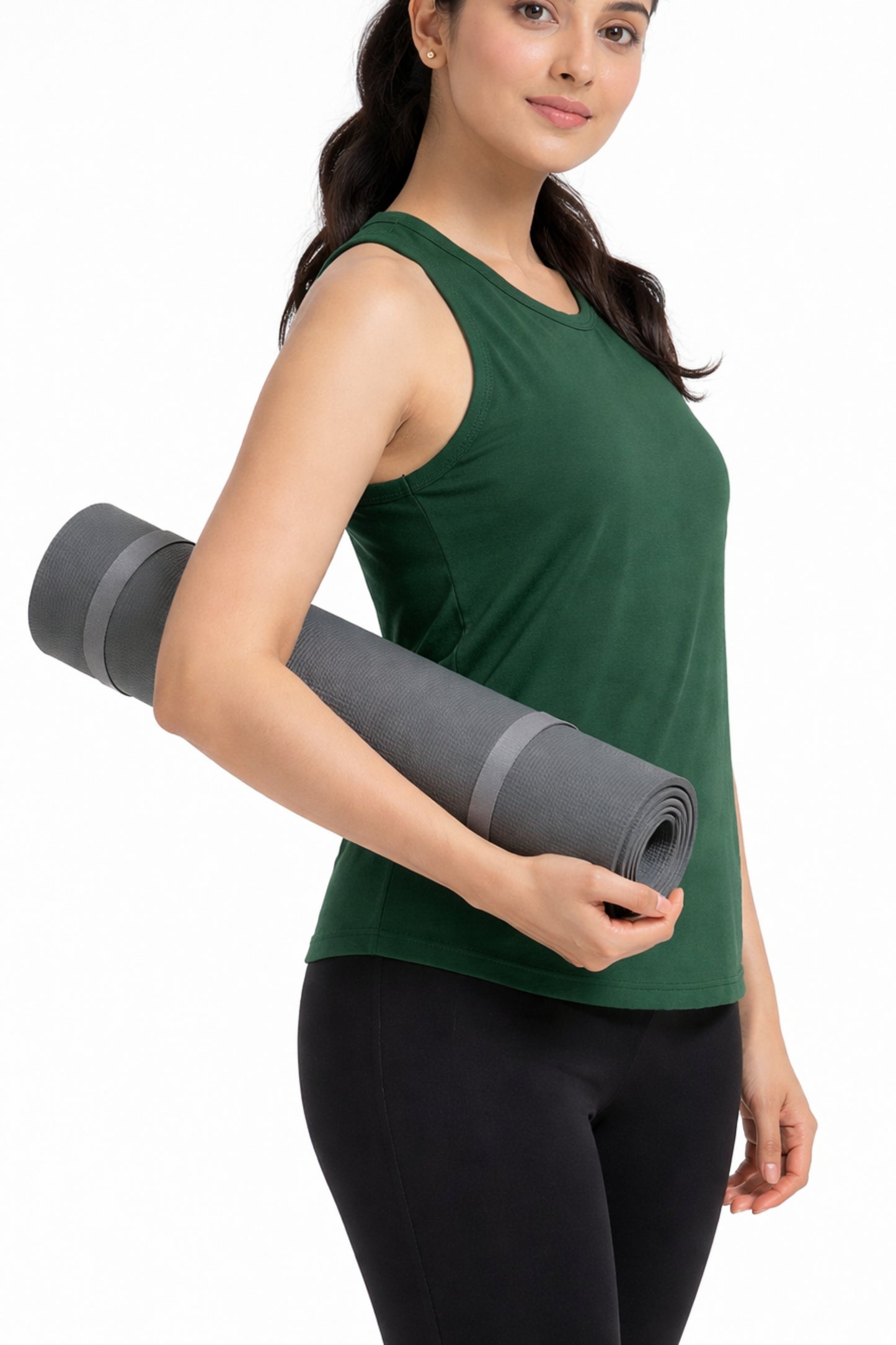 Women Bottle Green Tank Top