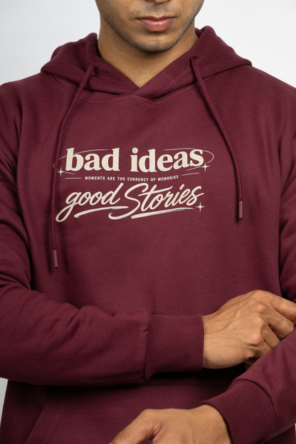 Men Solid Maroon Hoodie | Good Stories