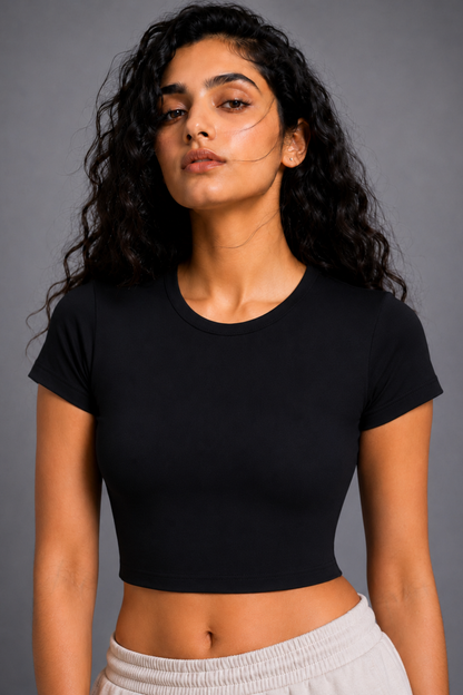 Women Black Baby Tee