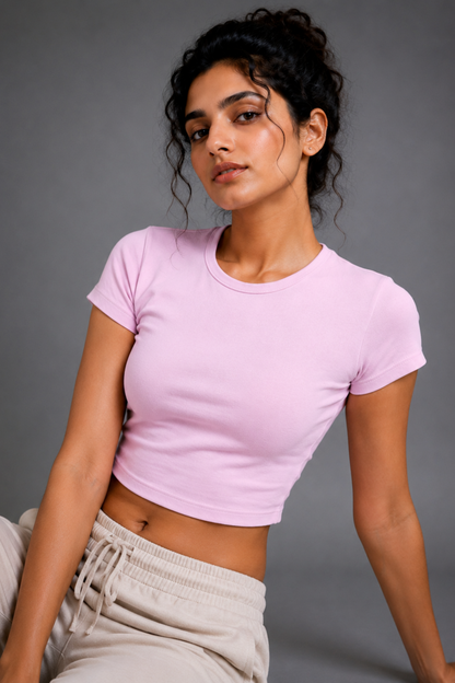 Women Pink Baby Tee