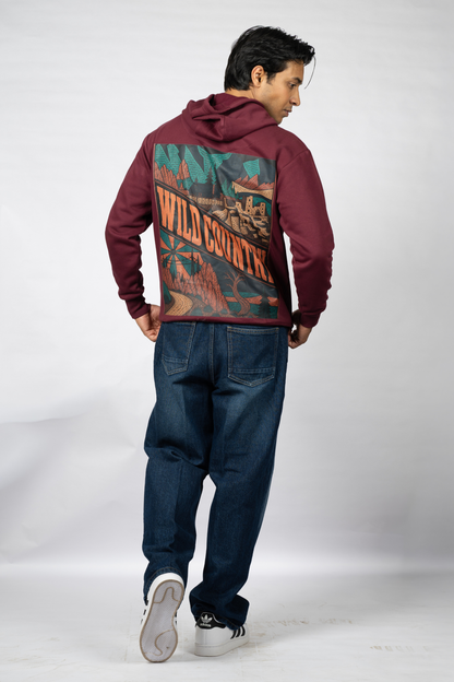 Men Solid Maroon Hoodie | Wild Haven