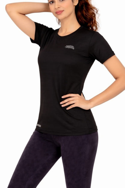 Women Black Active T-Shirt