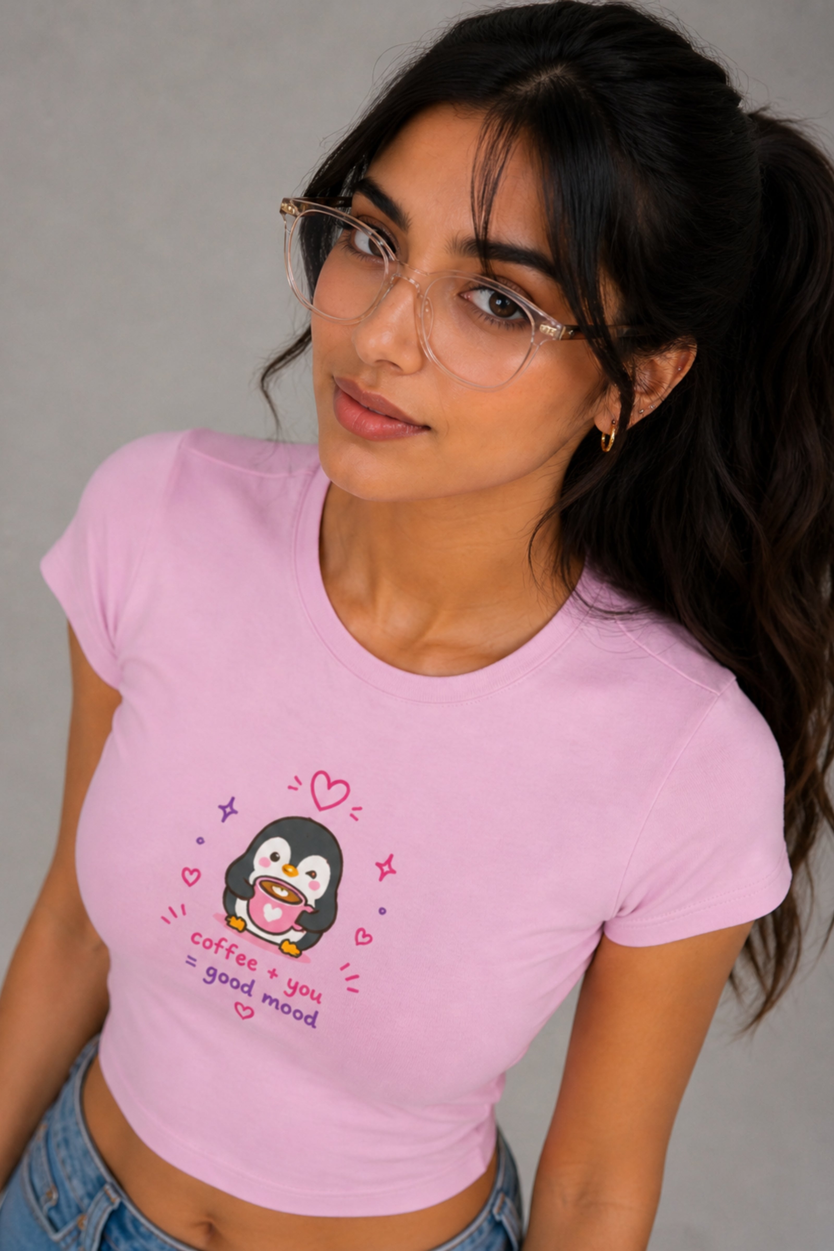 Women Pink Baby Tee | Love Brew