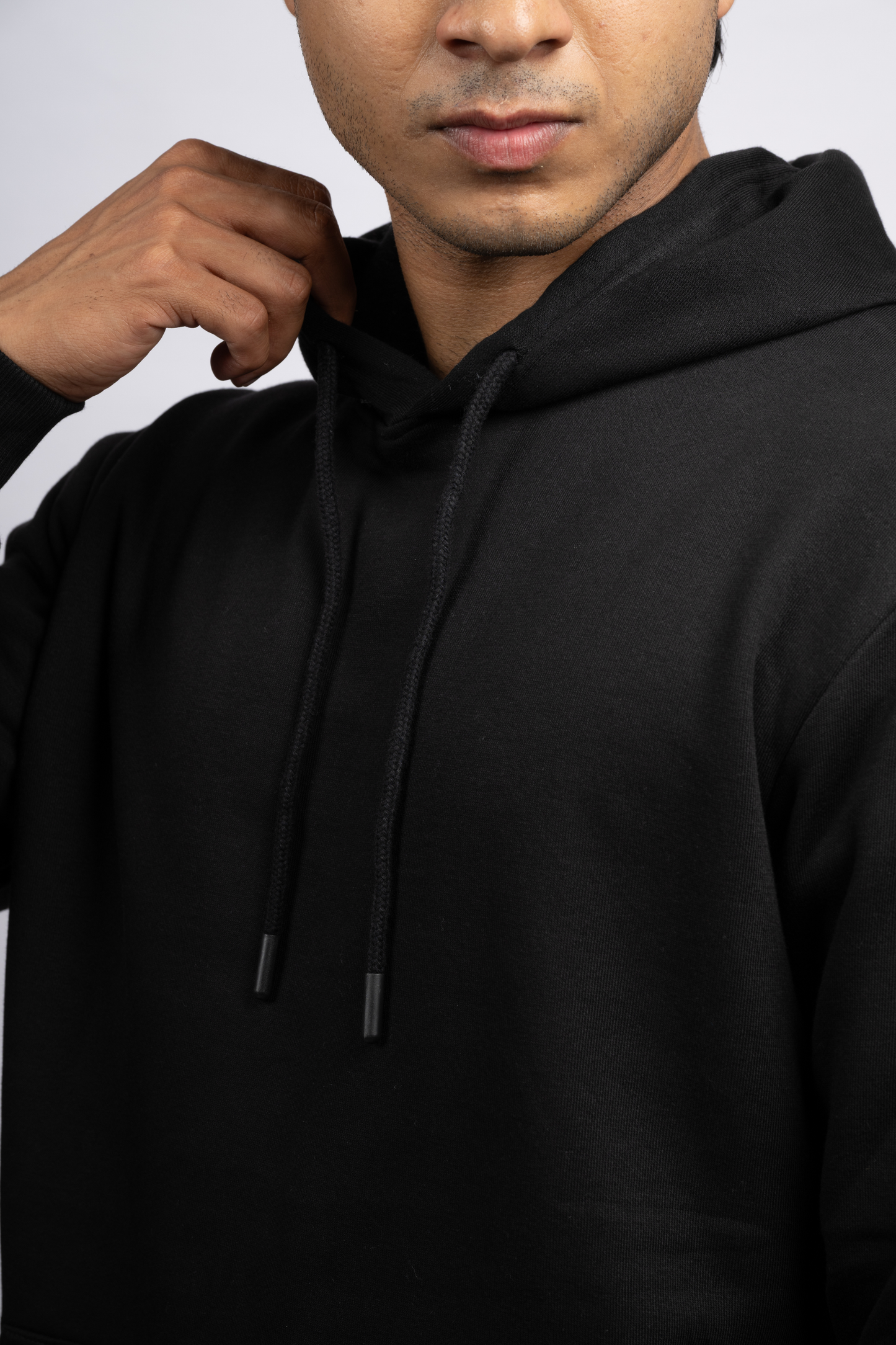 Men Solid Black Hoodie | Lost Signal
