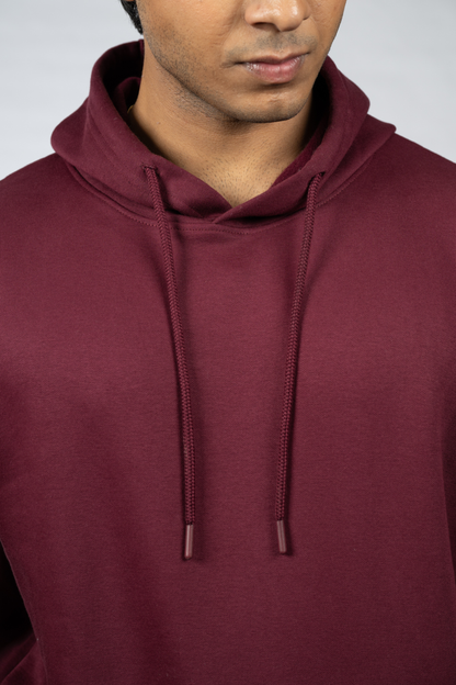 Men Solid Maroon Hoodie