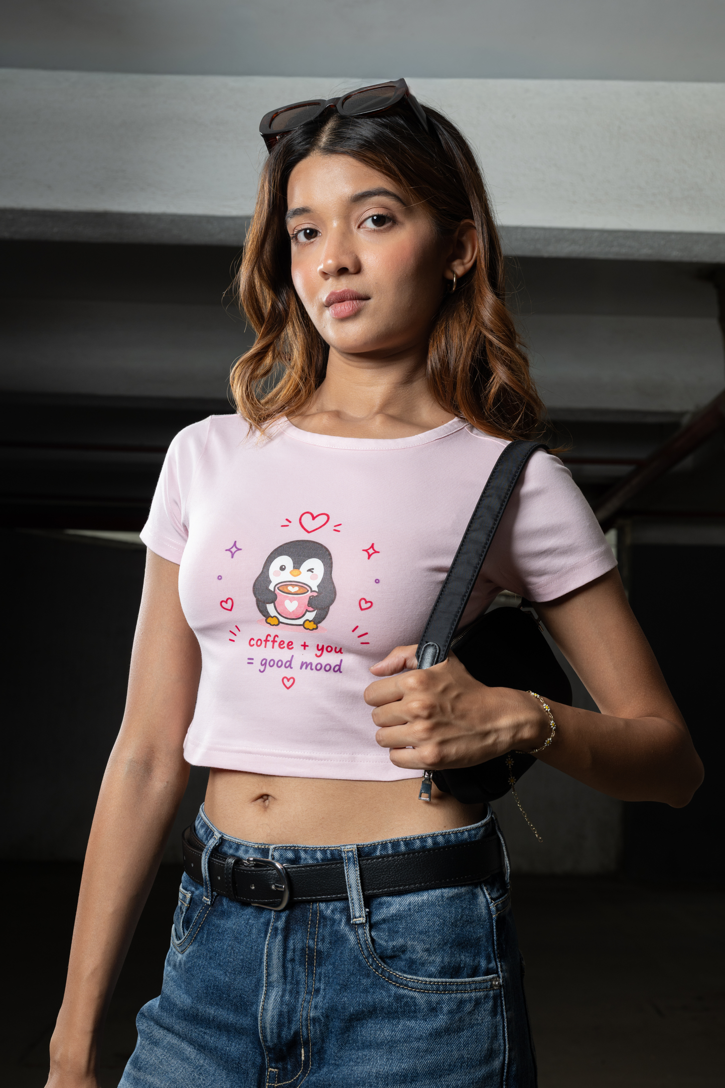 Women Pink Baby Tee | Love Brew
