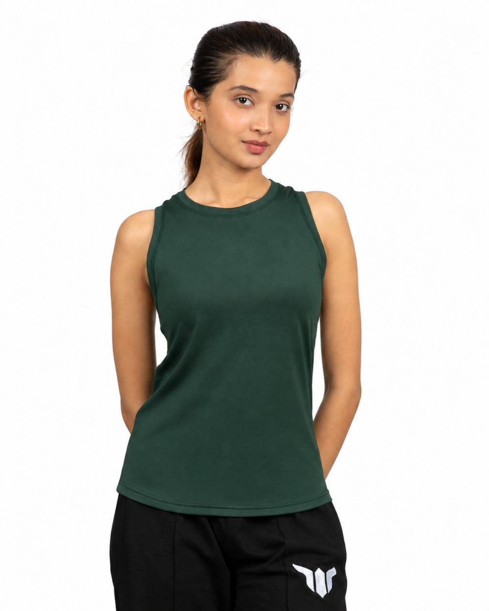 Women Bottle Green Tank Top