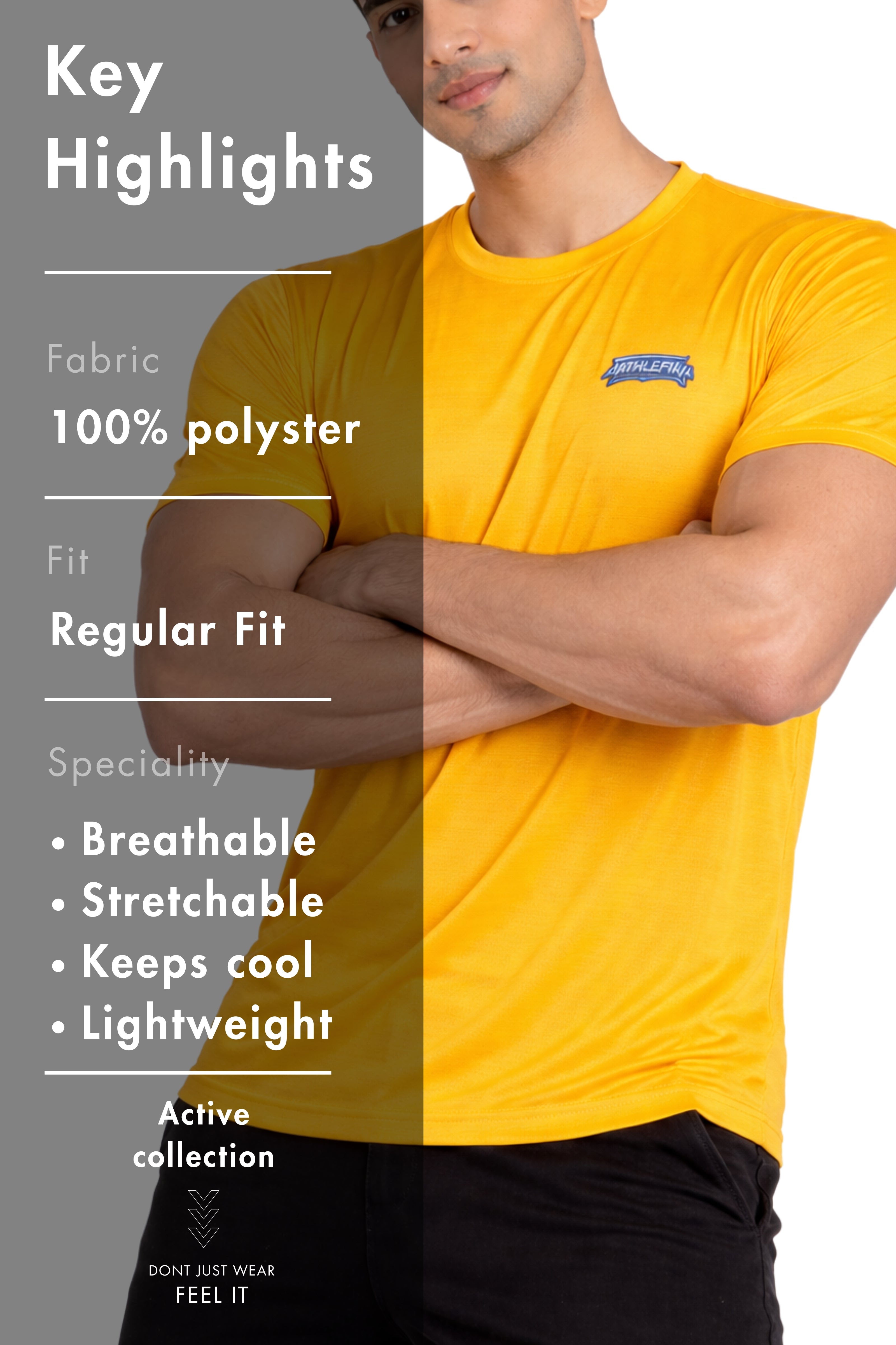 Men Yellow Active T-Shirt