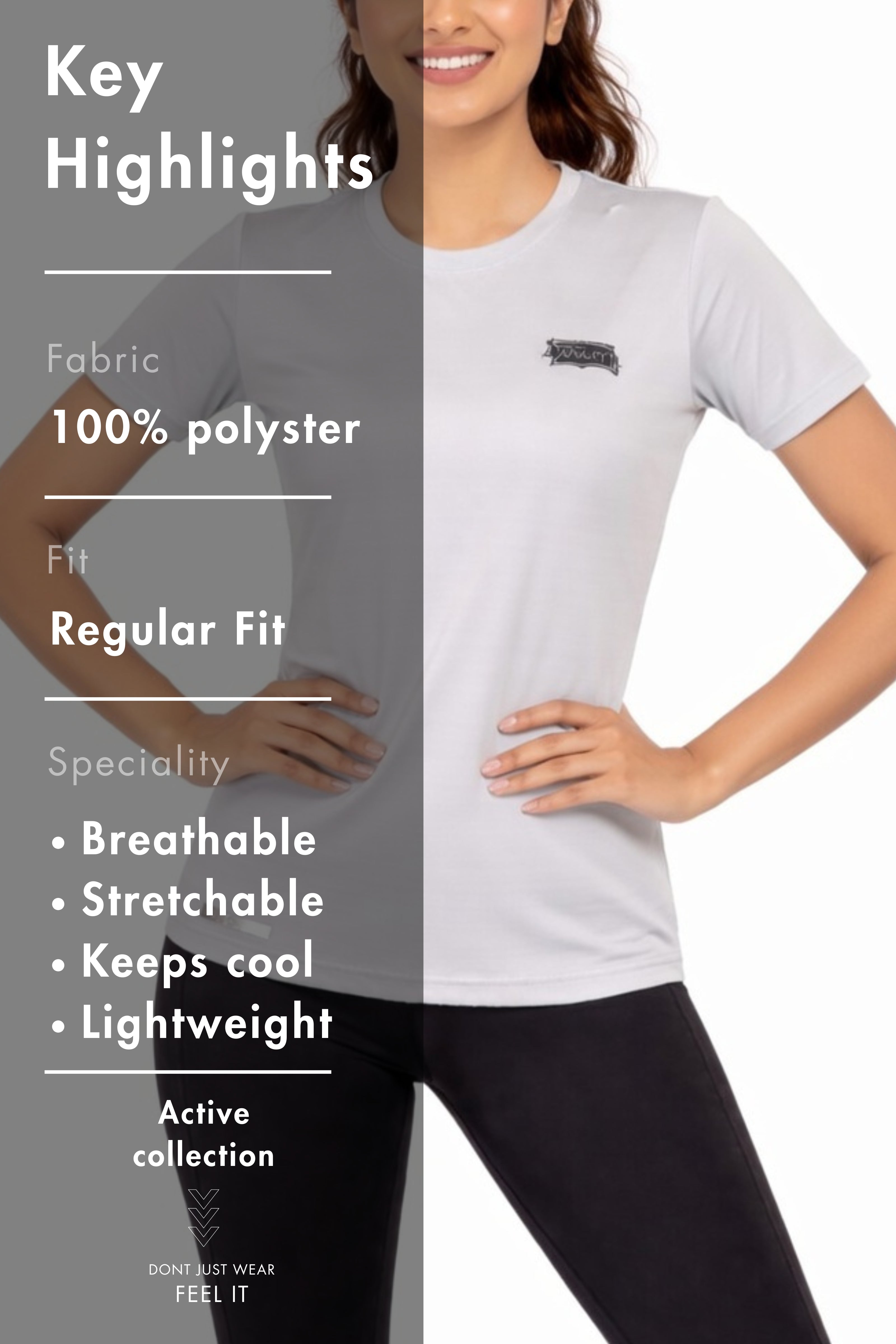 Women Grey Active T-Shirt