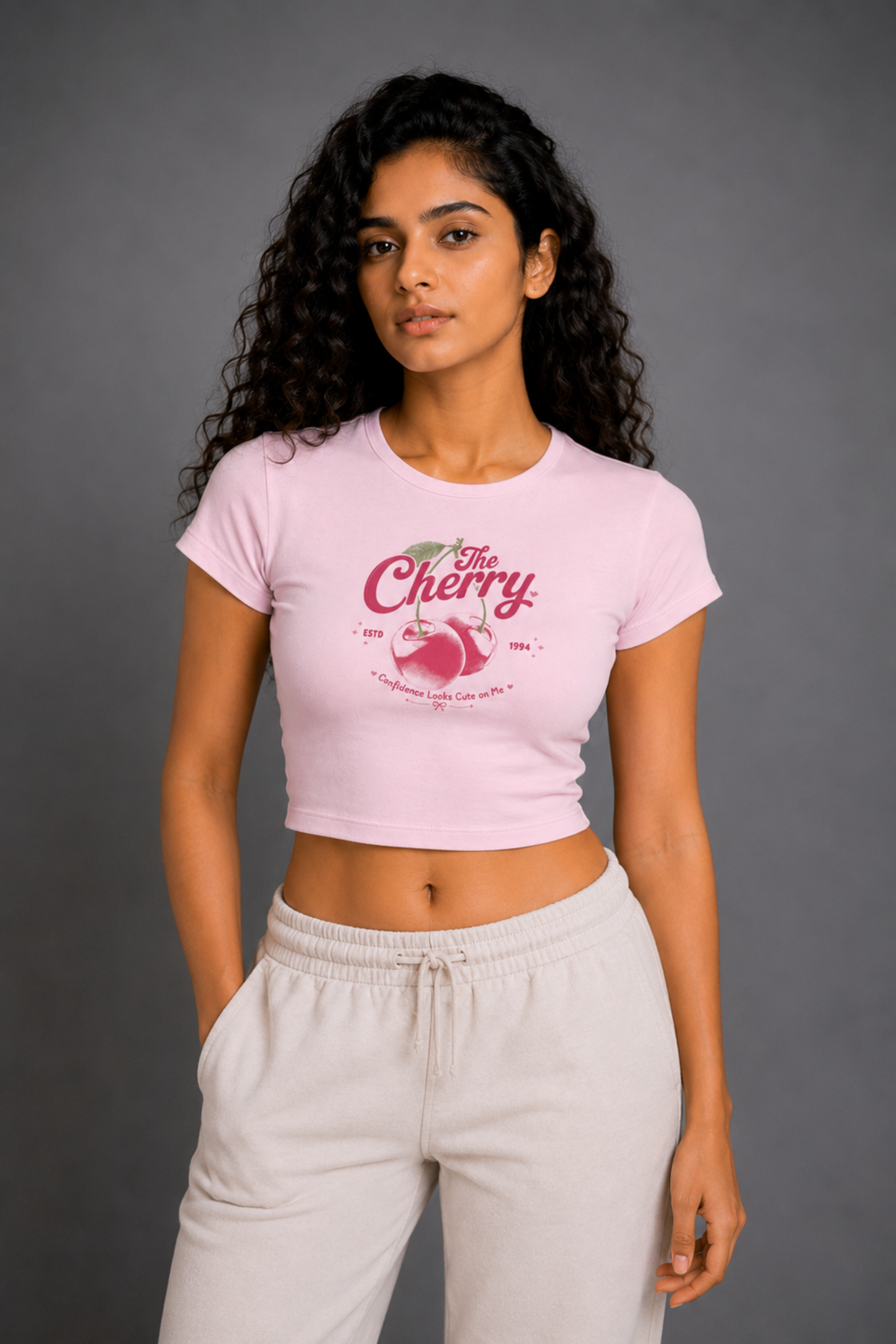 Women Pink Baby Tee | Cherry
