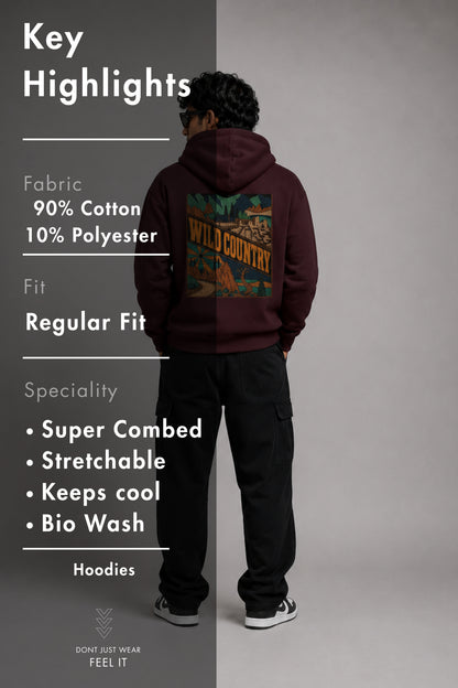 Men Solid Maroon Hoodie | Wild Haven