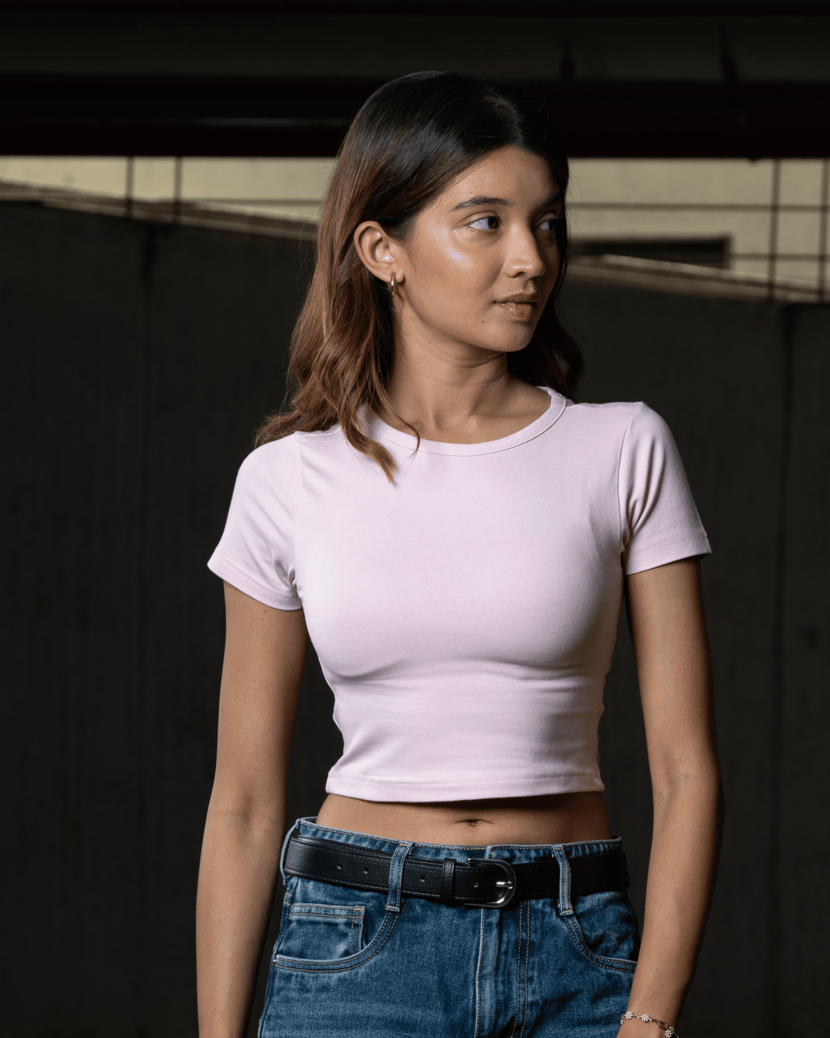 Women Pink Baby Tee