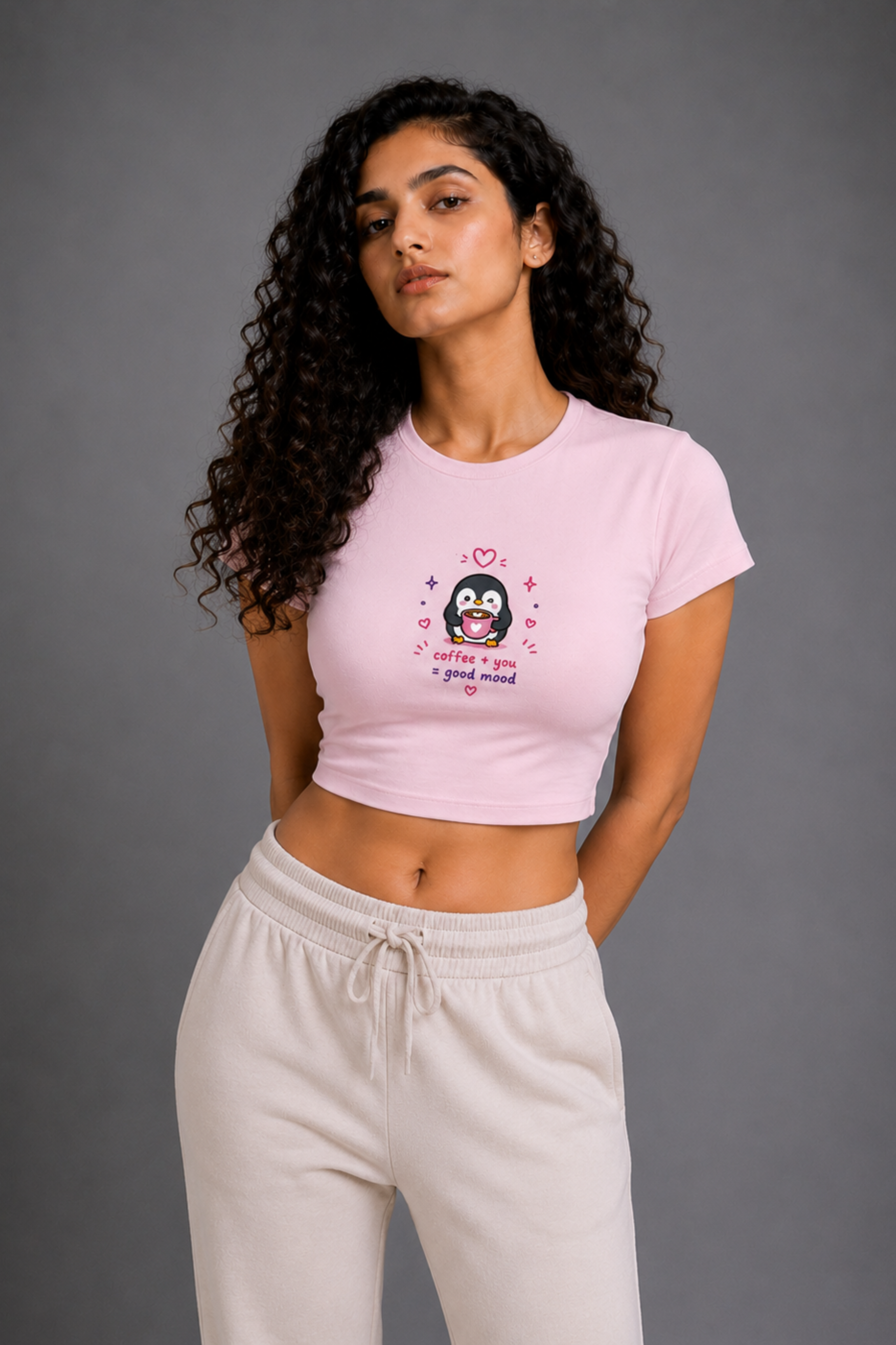 Women Pink Baby Tee | Love Brew