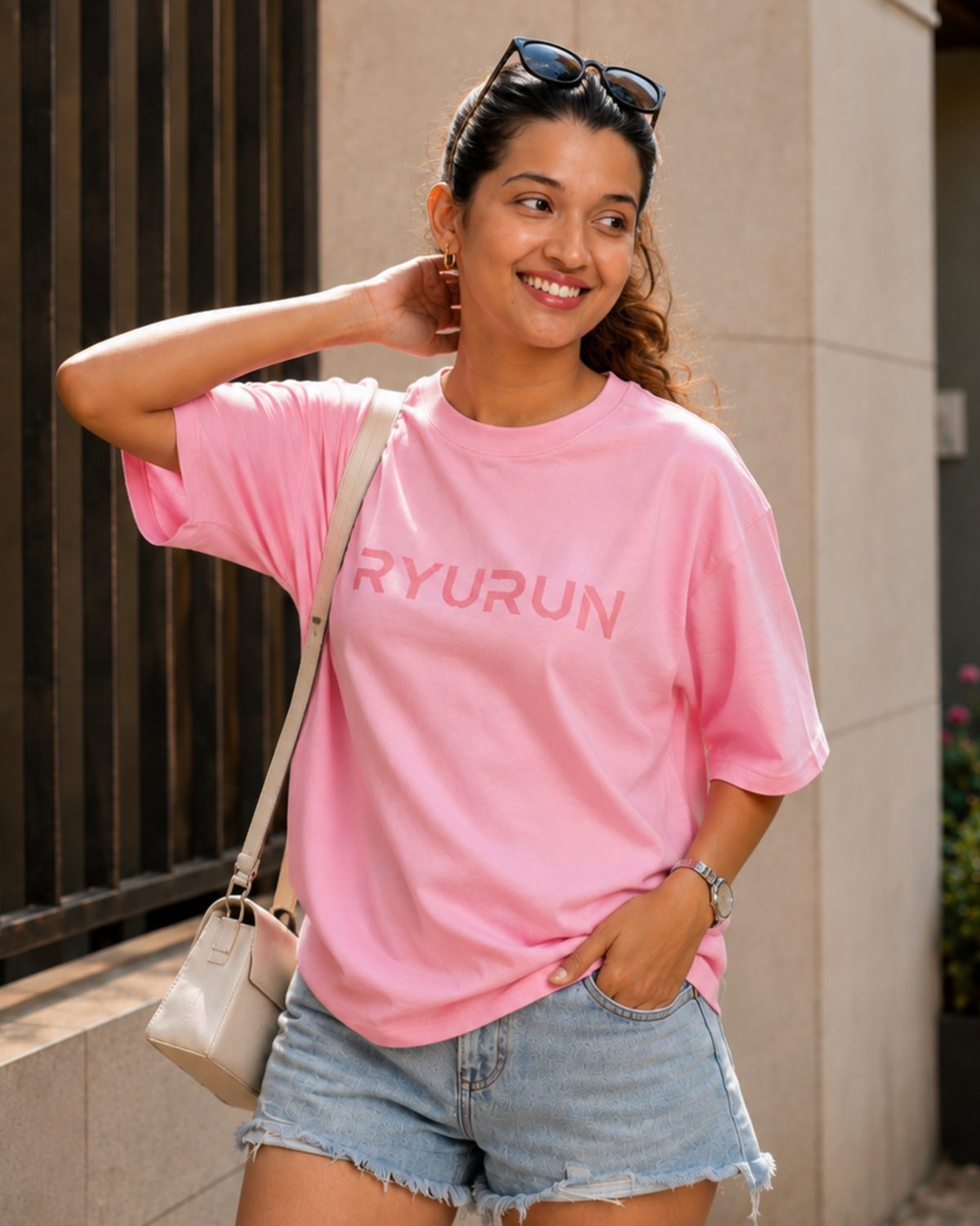 Oversized Aerella T Shirt | Pink