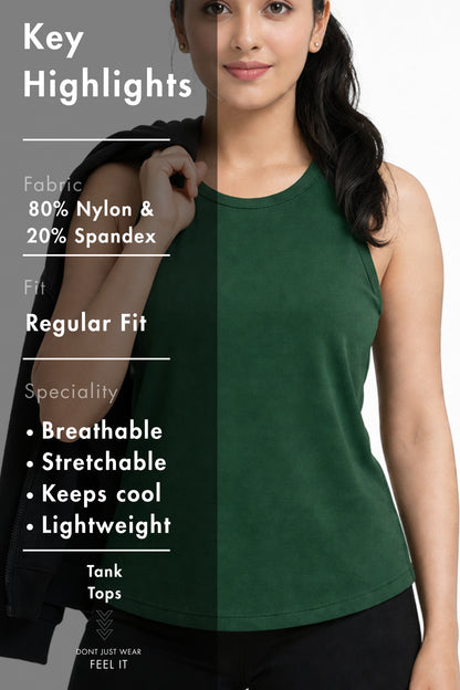 Women Bottle Green Tank Top