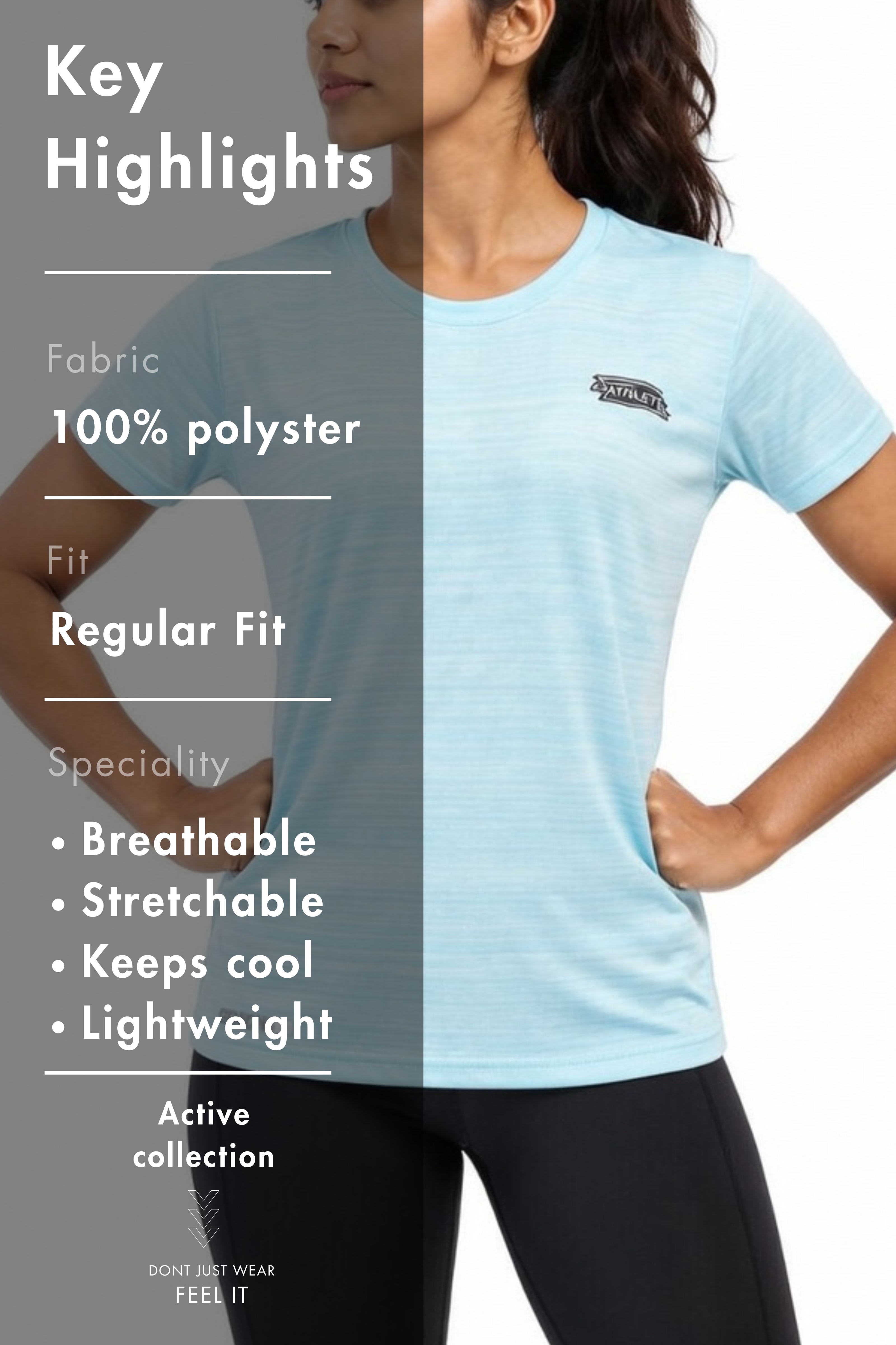 Women Sky Blue Active T-Shirt